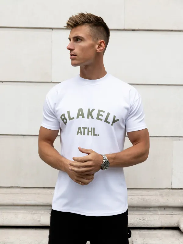 Zion Relaxed T-Shirt - White & Safari Green sold by Blakely
