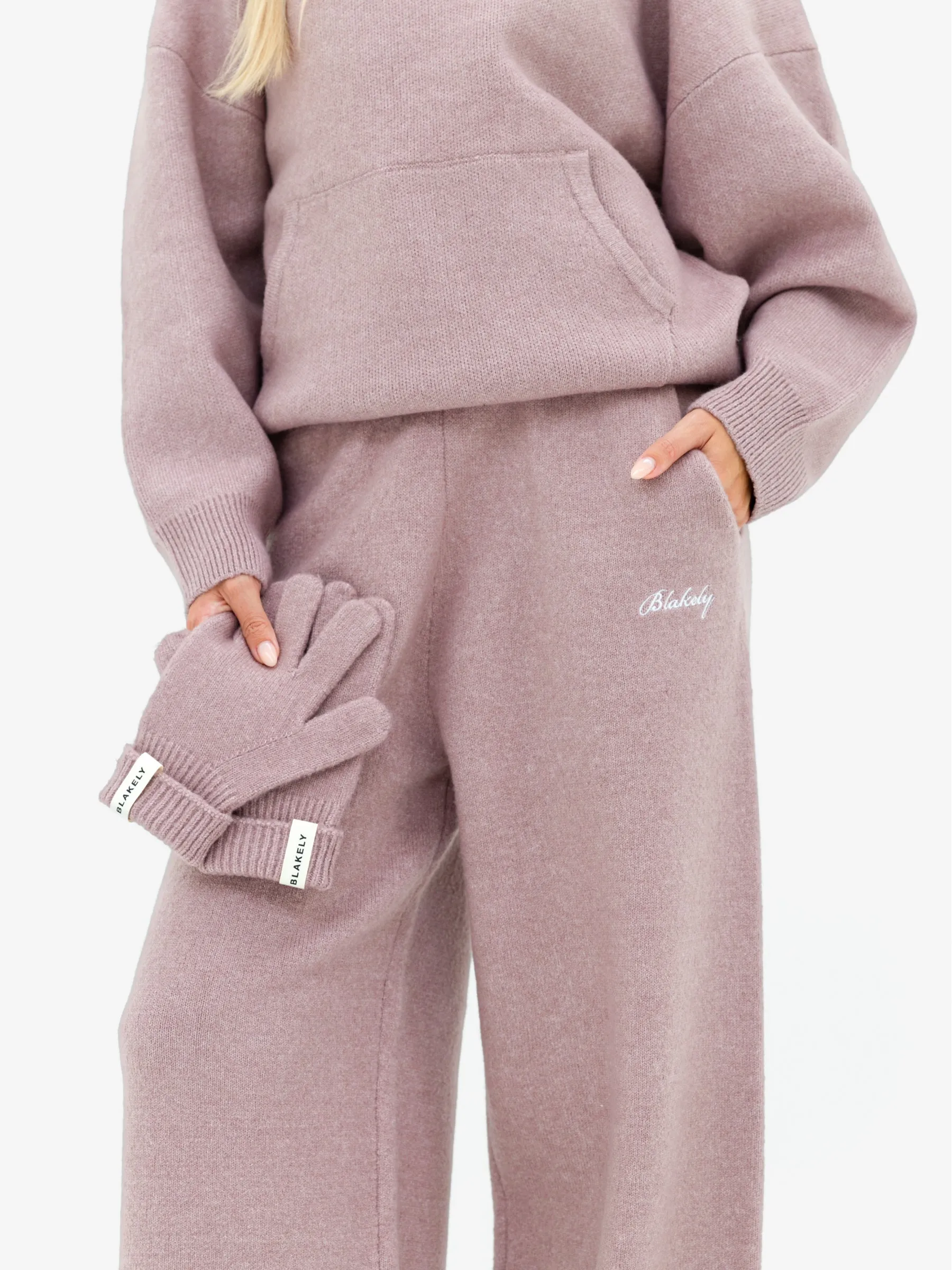 Knitted Wide Leg Sweatpants - Dusty Pink sold by Blakely product image thumbnail 5