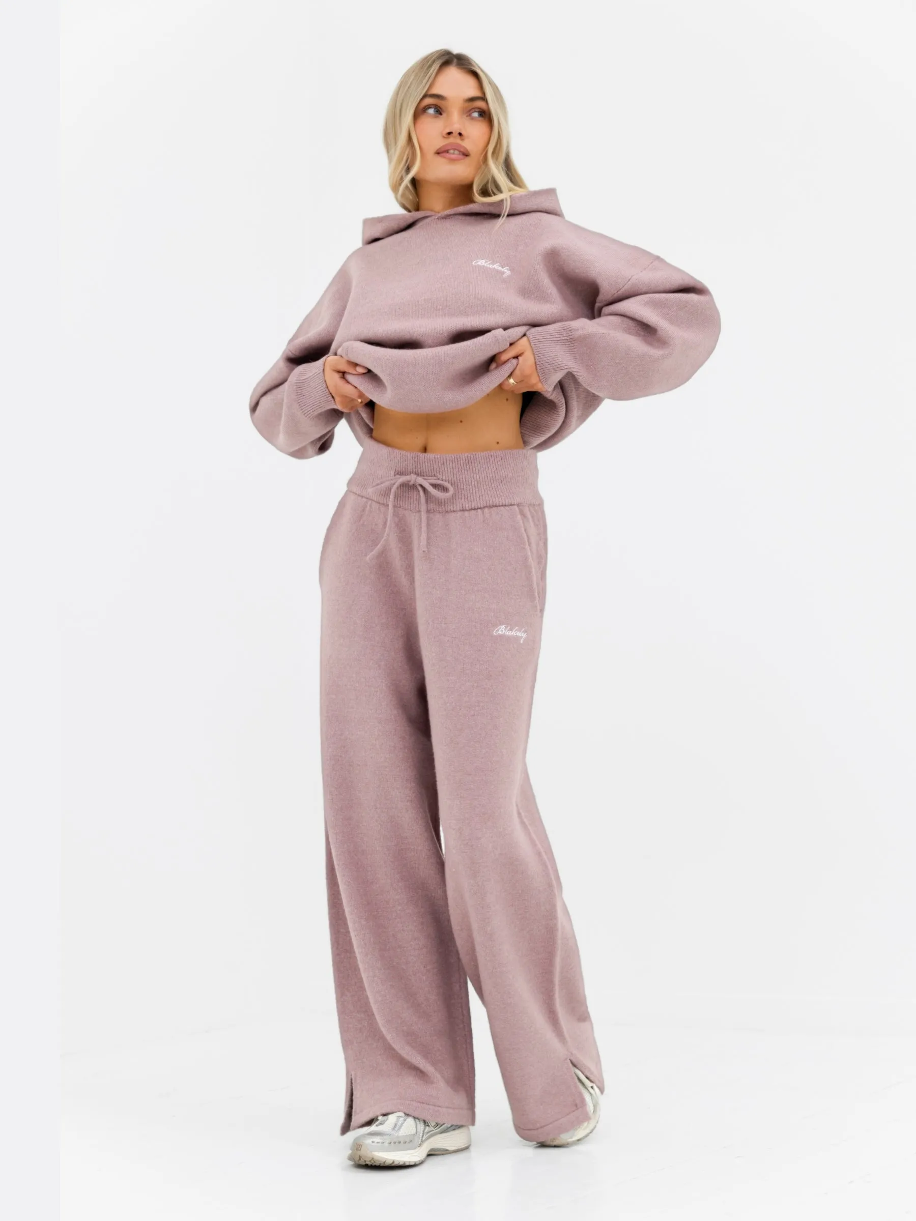 Knitted Wide Leg Sweatpants - Dusty Pink sold by Blakely product image thumbnail 3