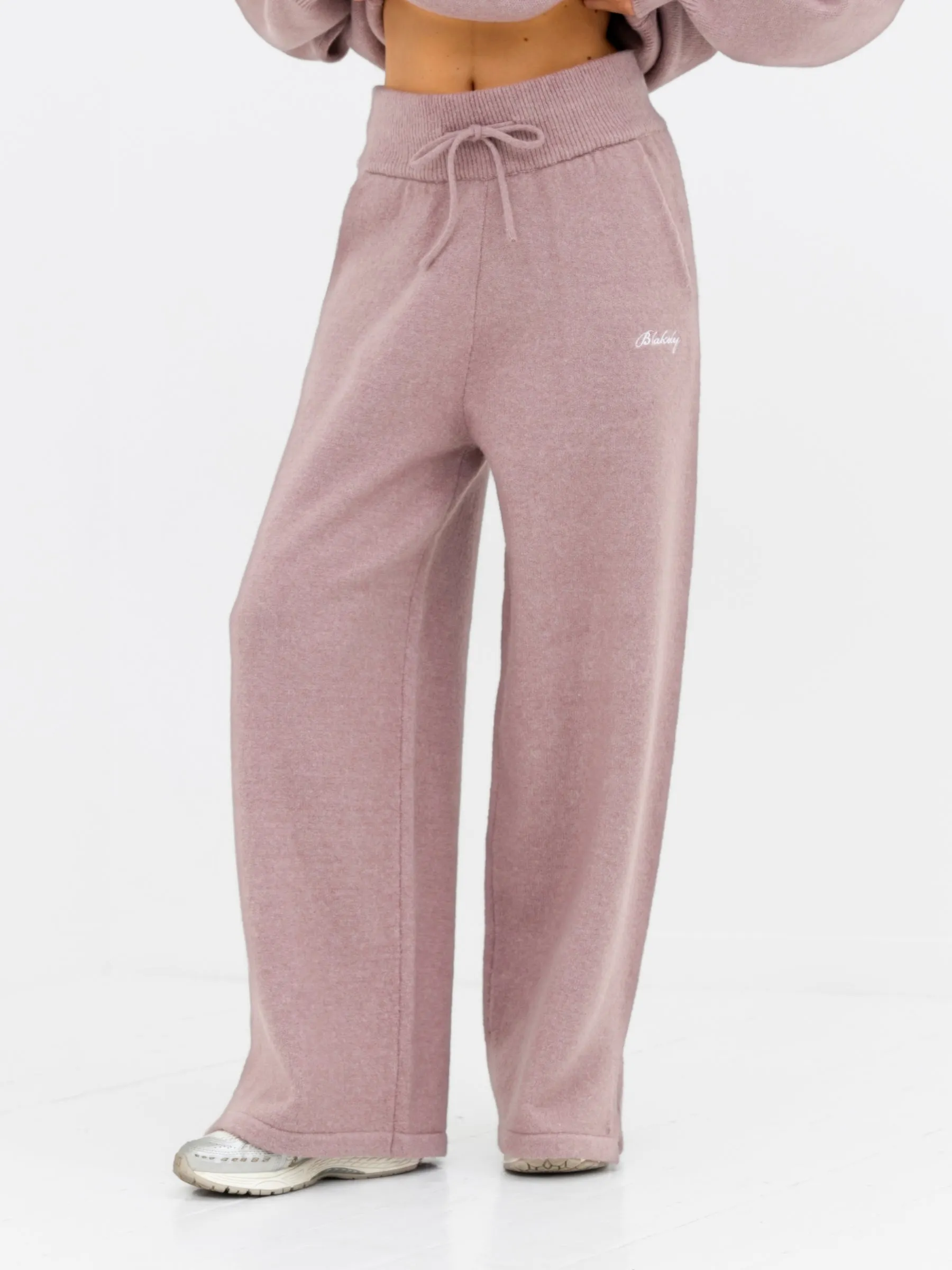 Knitted Wide Leg Sweatpants - Dusty Pink sold by Blakely