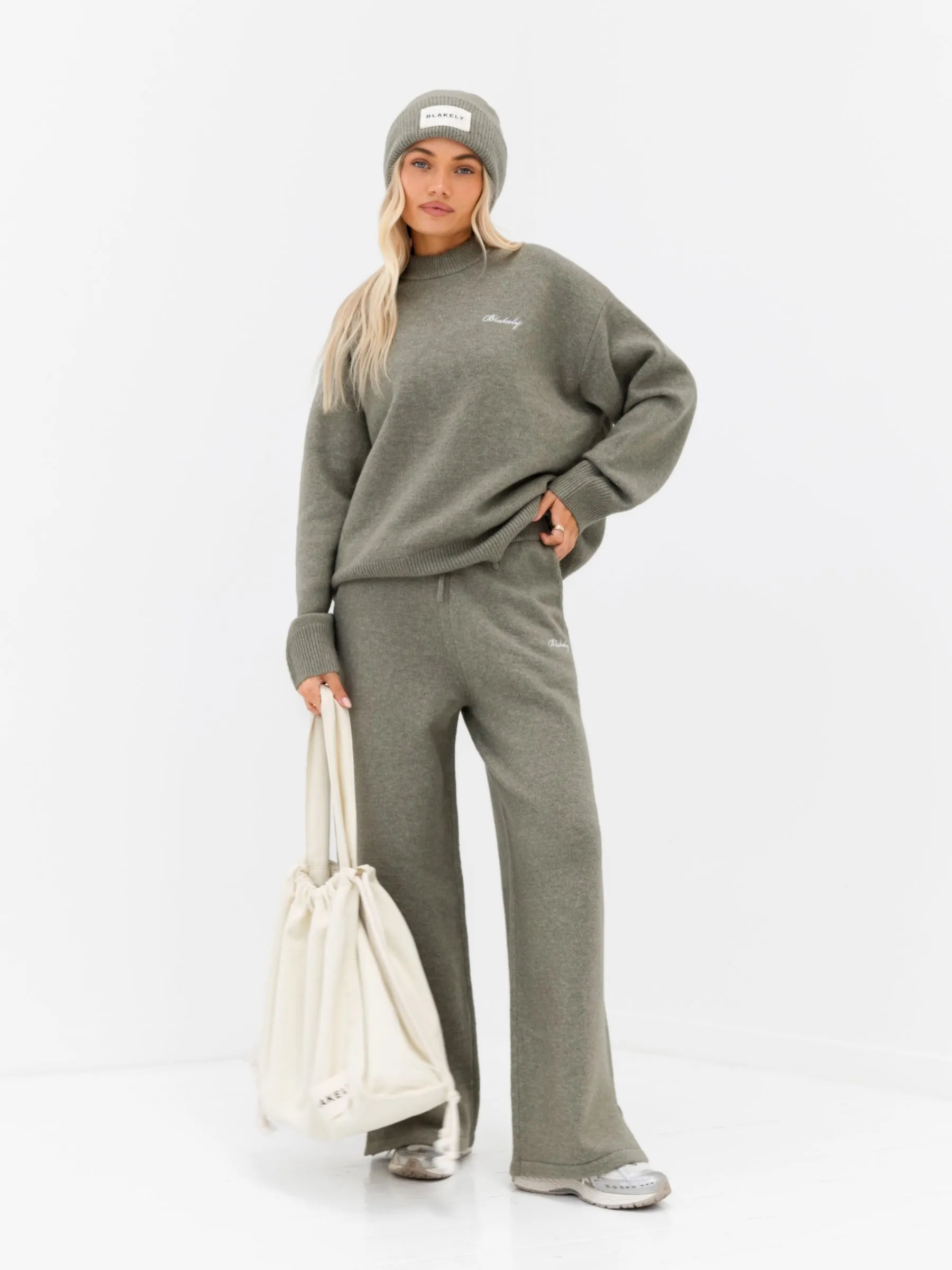 Knitted Wide Leg Sweatpants - Safari Green sold by Blakely product image thumbnail 3