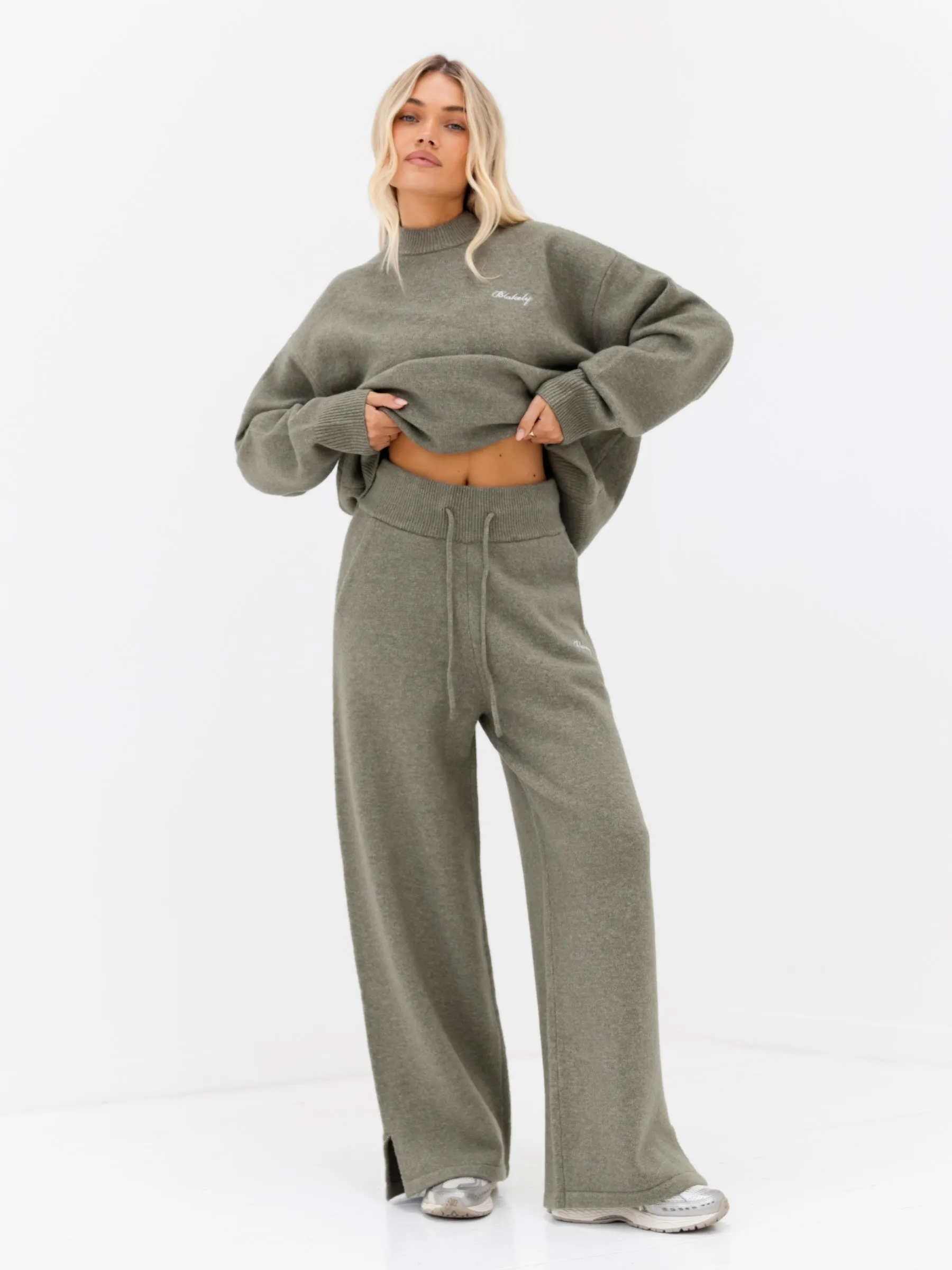Knitted Wide Leg Sweatpants - Safari Green sold by Blakely product image thumbnail 2