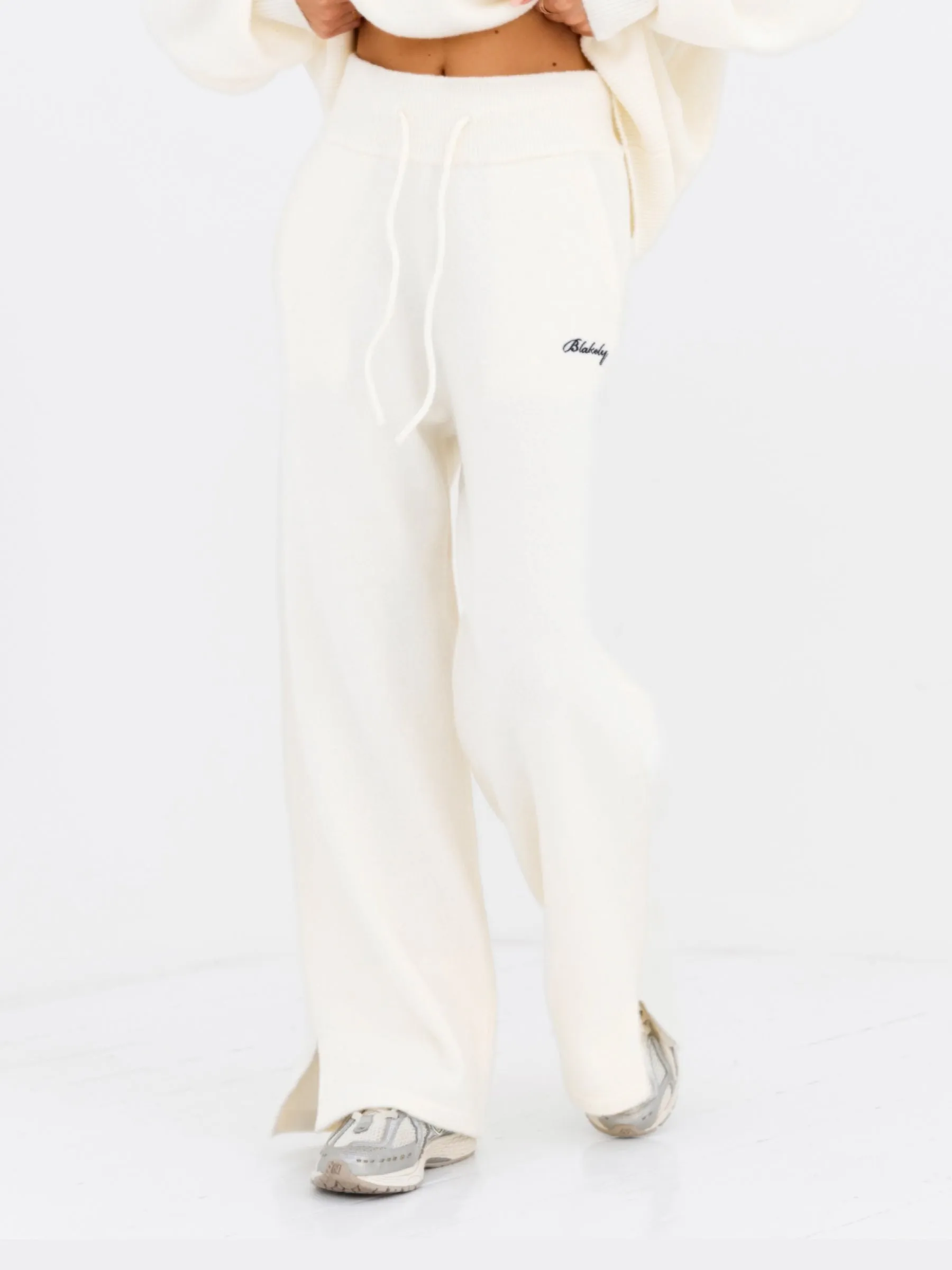 Knitted Wide Leg Sweatpants - Cream sold by Blakely