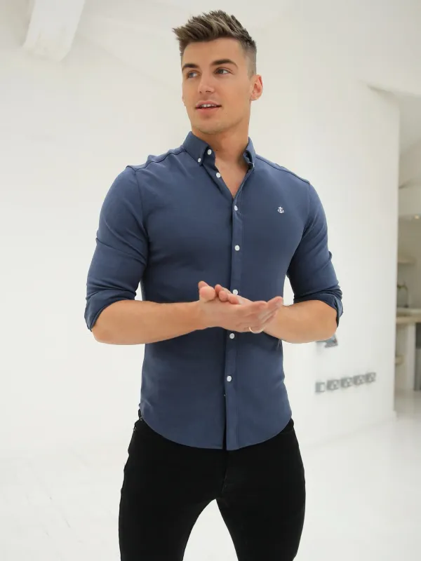 Byron Brushed Soft Shirt - Mid Blue sold by Blakely