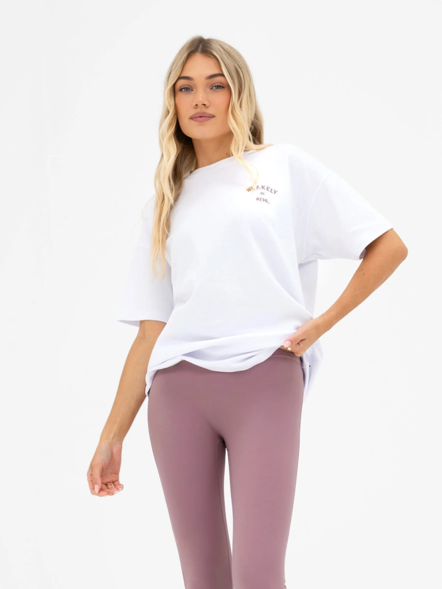 Hallie Oversized T-Shirt - White & Dusty Pink sold by Blakely product image thumbnail 2