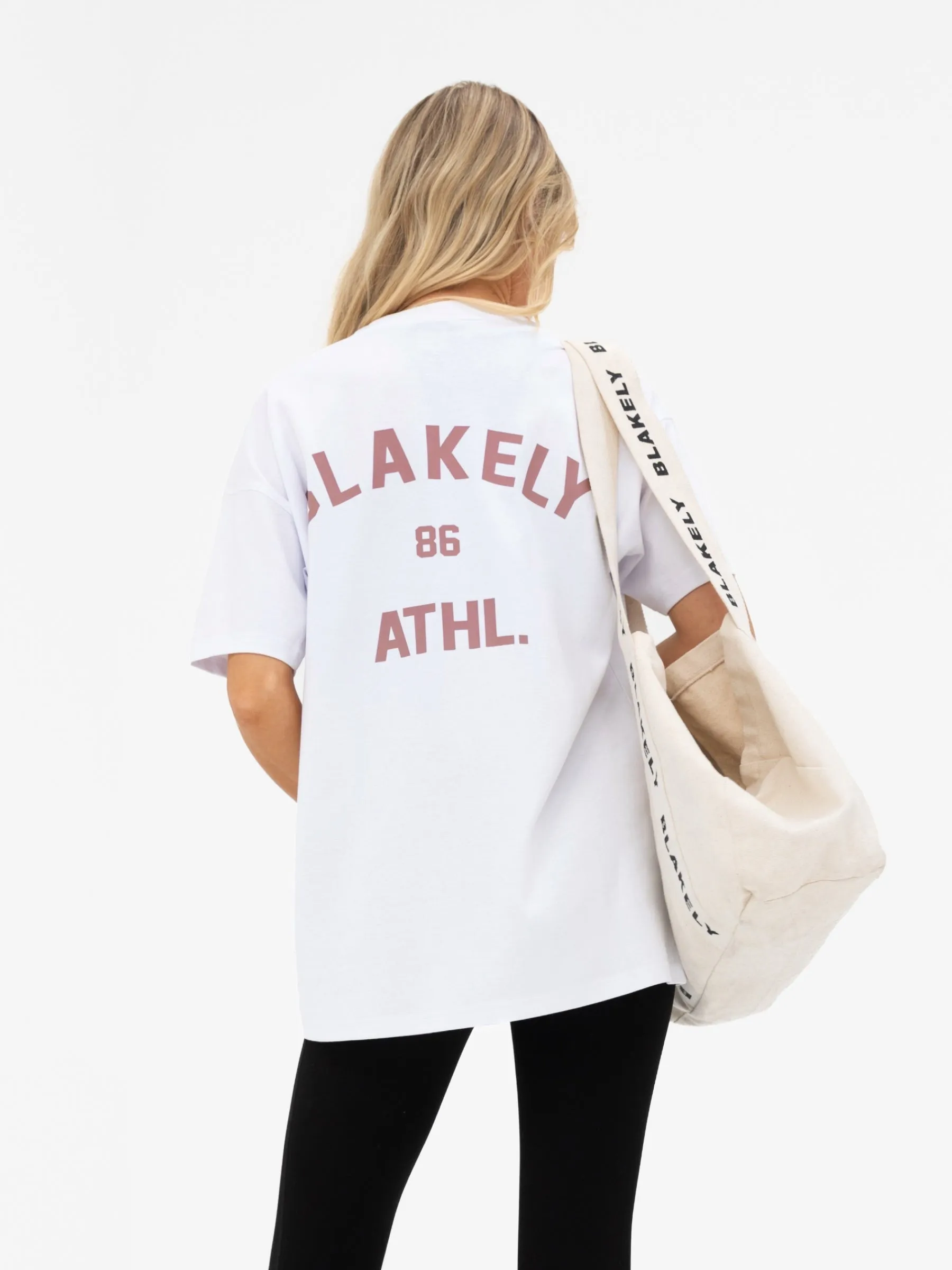 Hallie Oversized T-Shirt - White & Dusty Pink sold by Blakely product image thumbnail 5
