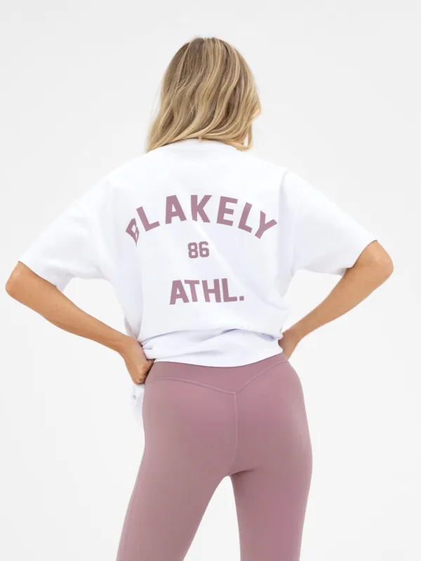 Hallie Oversized T-Shirt - White & Dusty Pink sold by Blakely