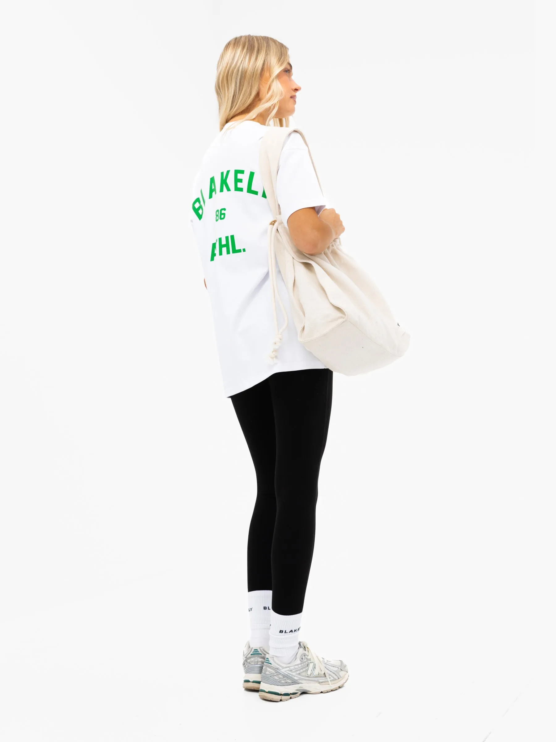 Hallie Oversized T-Shirt - White & Bold Green sold by Blakely product image thumbnail 3