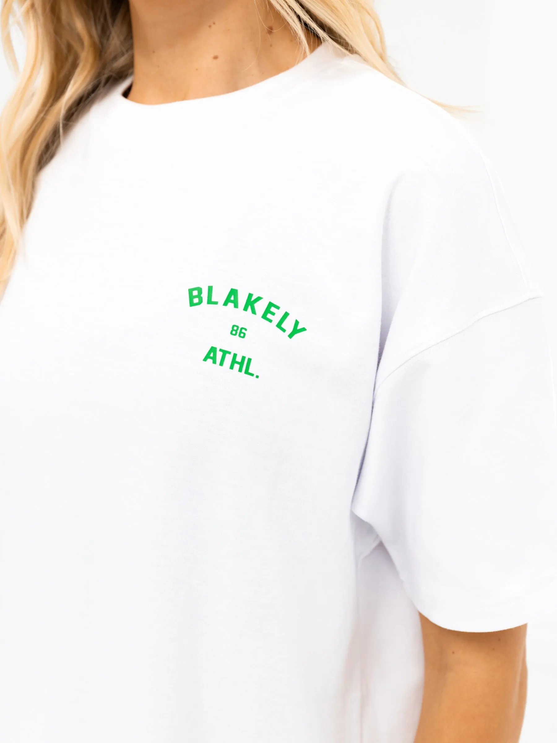 Hallie Oversized T-Shirt - White & Bold Green sold by Blakely product image thumbnail 5