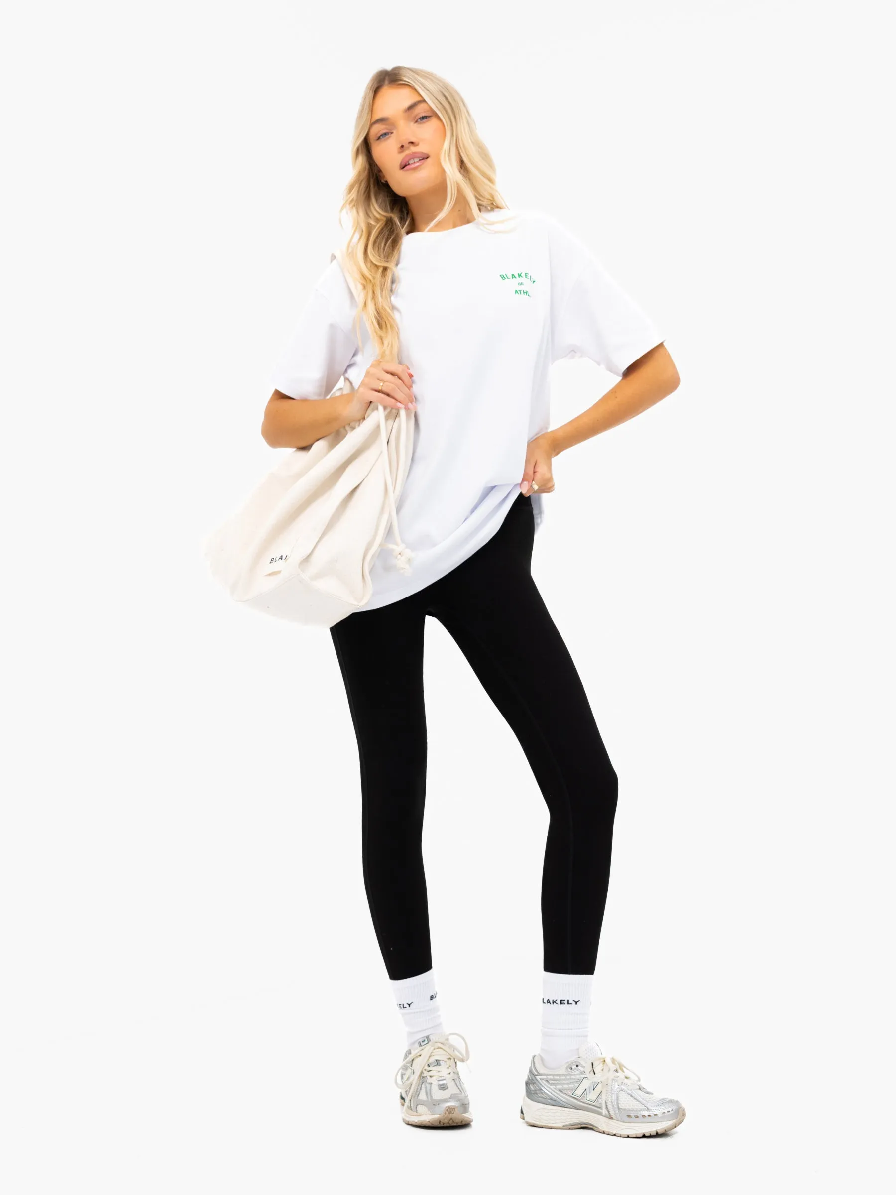 Hallie Oversized T-Shirt - White & Bold Green sold by Blakely product image thumbnail 4