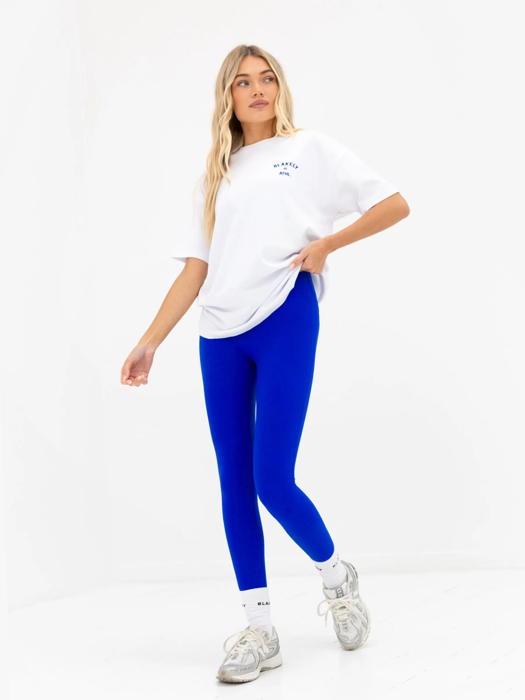 Hallie Oversized T-Shirt - White & Cobalt Blue sold by Blakely product image thumbnail 4