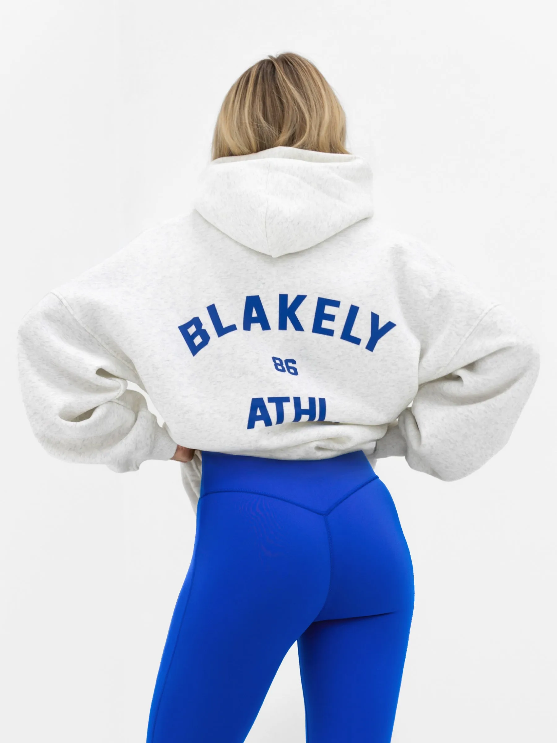 Hallie Oversized Hoodie - Marl White & Cobalt Blue sold by Blakely