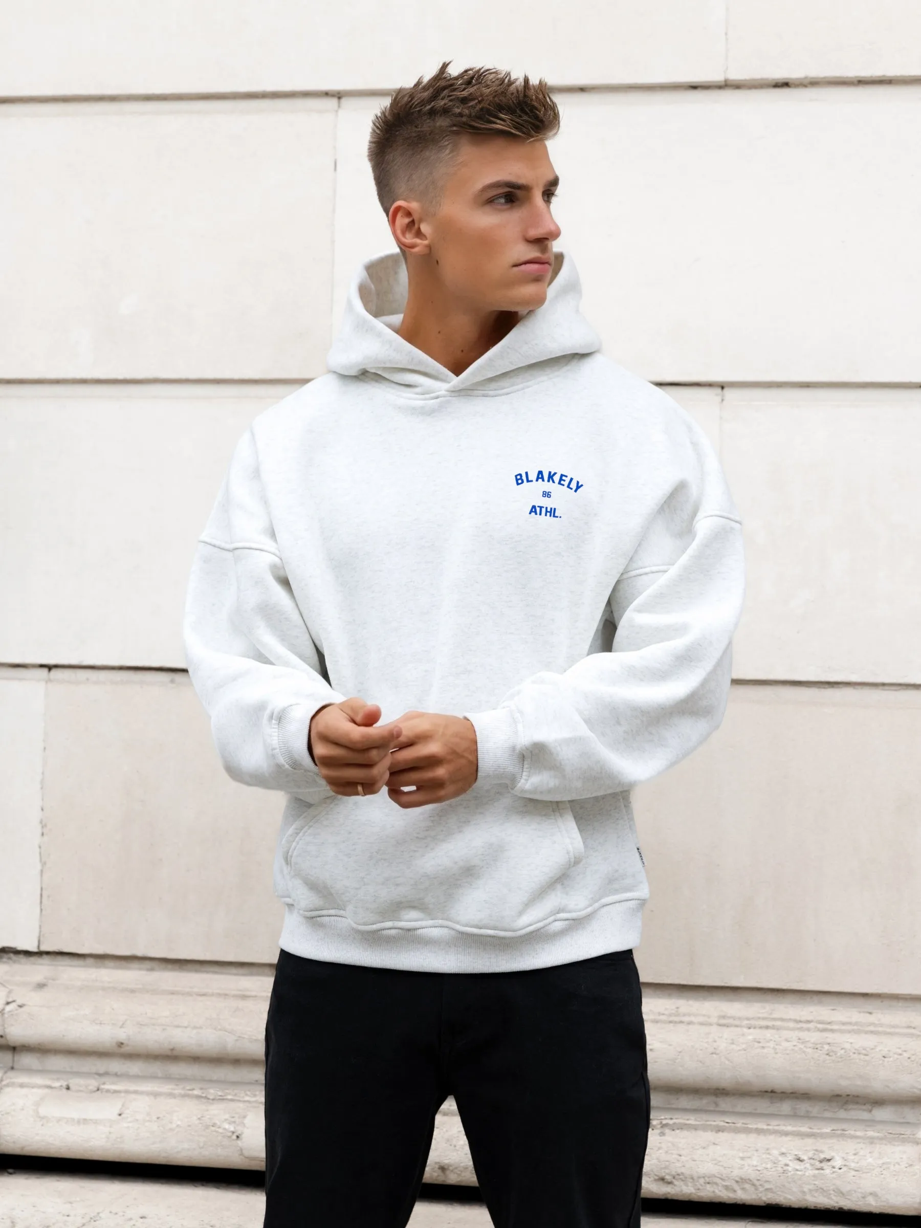 Niko Relaxed Hoodie - Marl White & Cobalt Blue sold by Blakely product image thumbnail 5