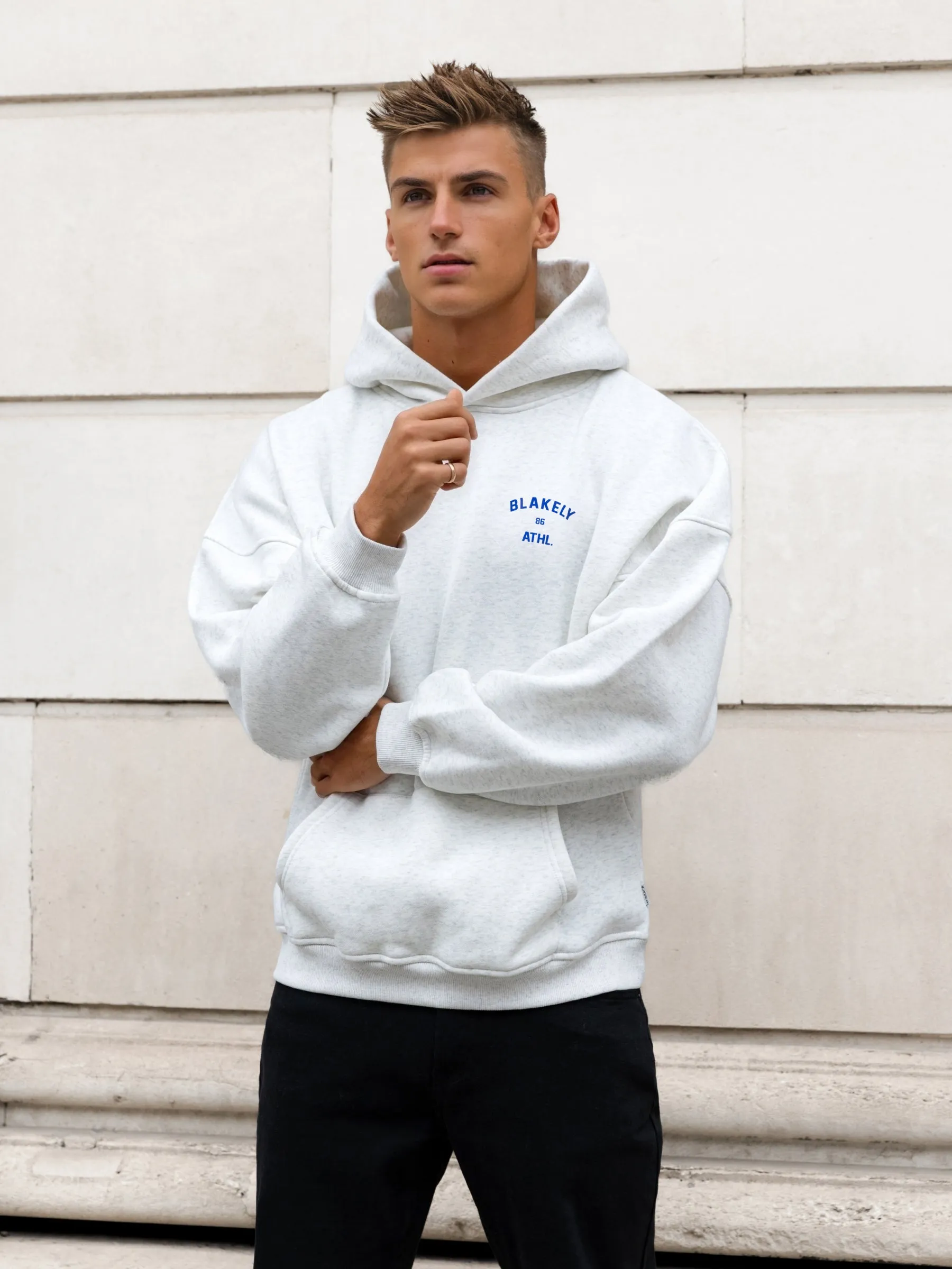 Niko Relaxed Hoodie - Marl White & Cobalt Blue sold by Blakely product image thumbnail 2