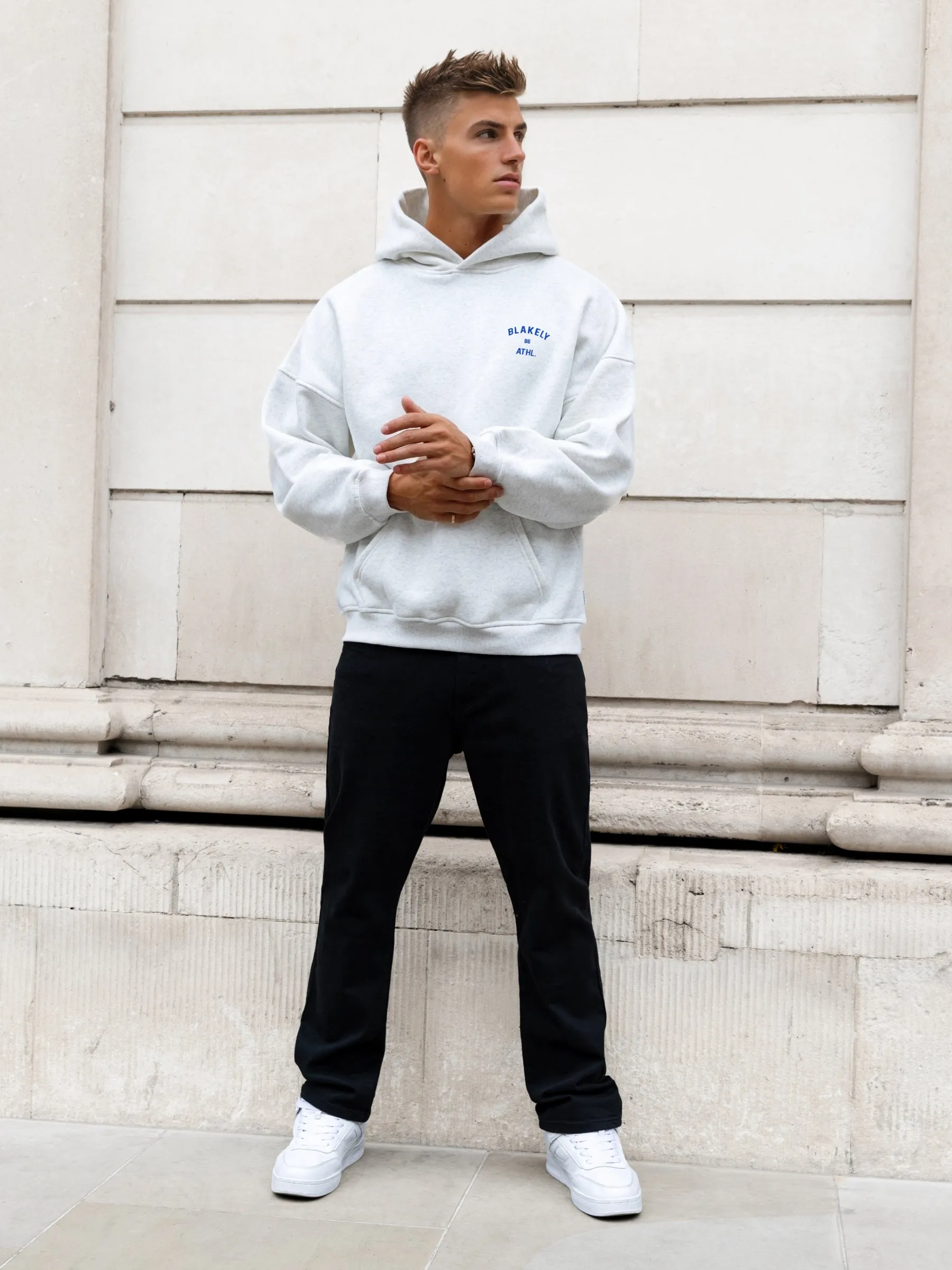 Niko Relaxed Hoodie - Marl White & Cobalt Blue sold by Blakely product image thumbnail 3