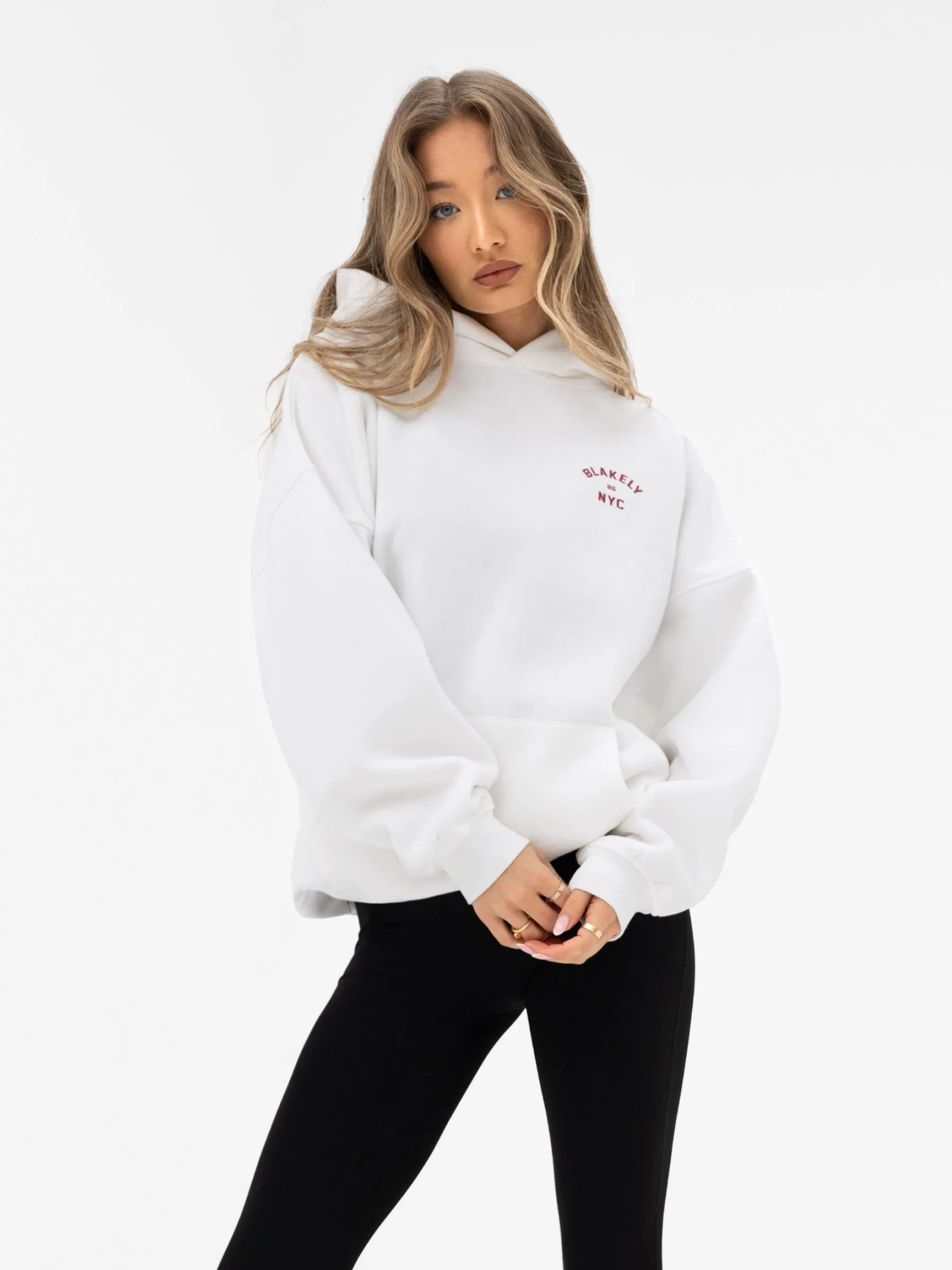 NYC Oversized Hoodie - White & Cherry Red sold by Blakely product image thumbnail 2