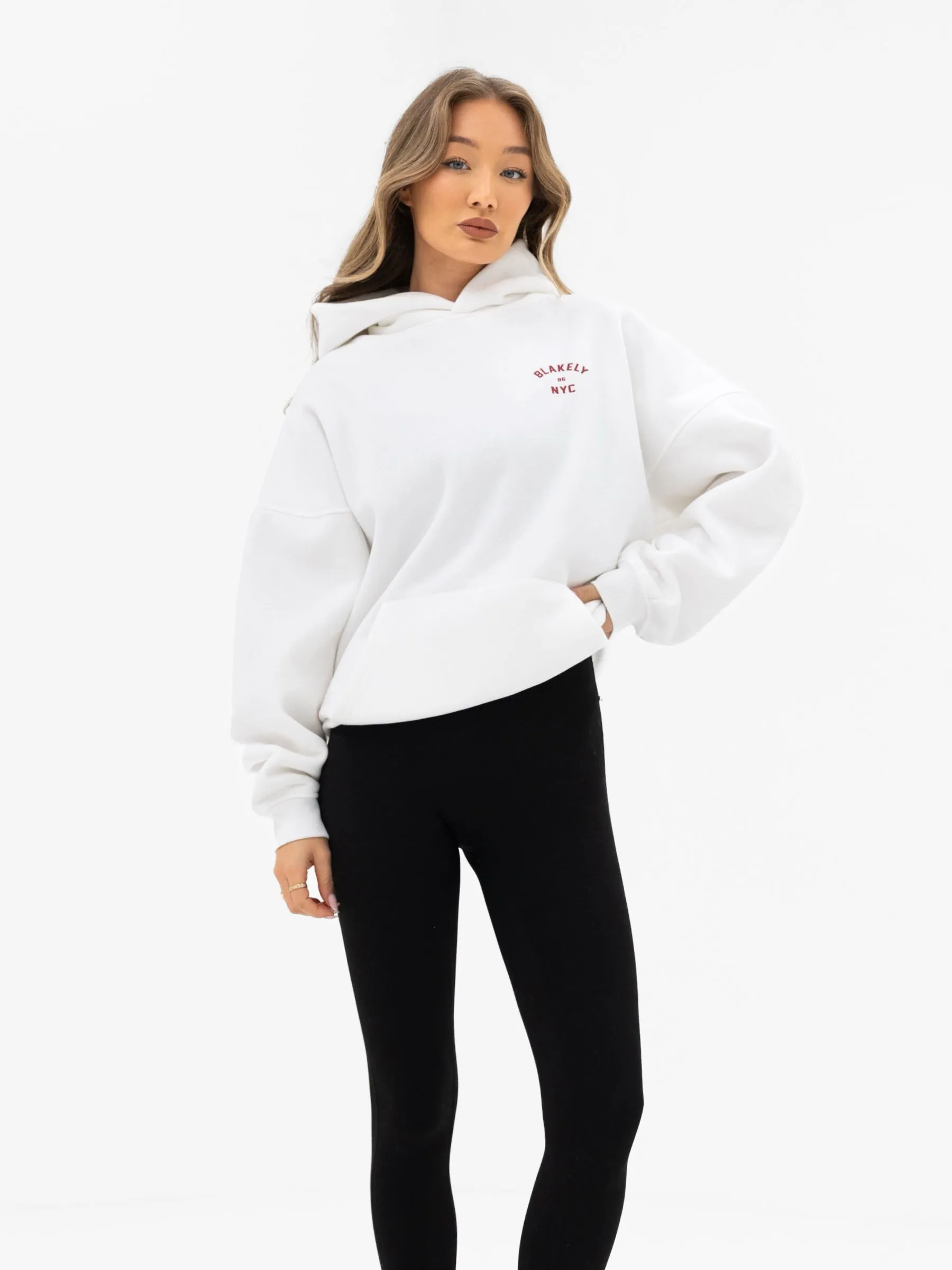 NYC Oversized Hoodie - White & Cherry Red sold by Blakely product image thumbnail 5