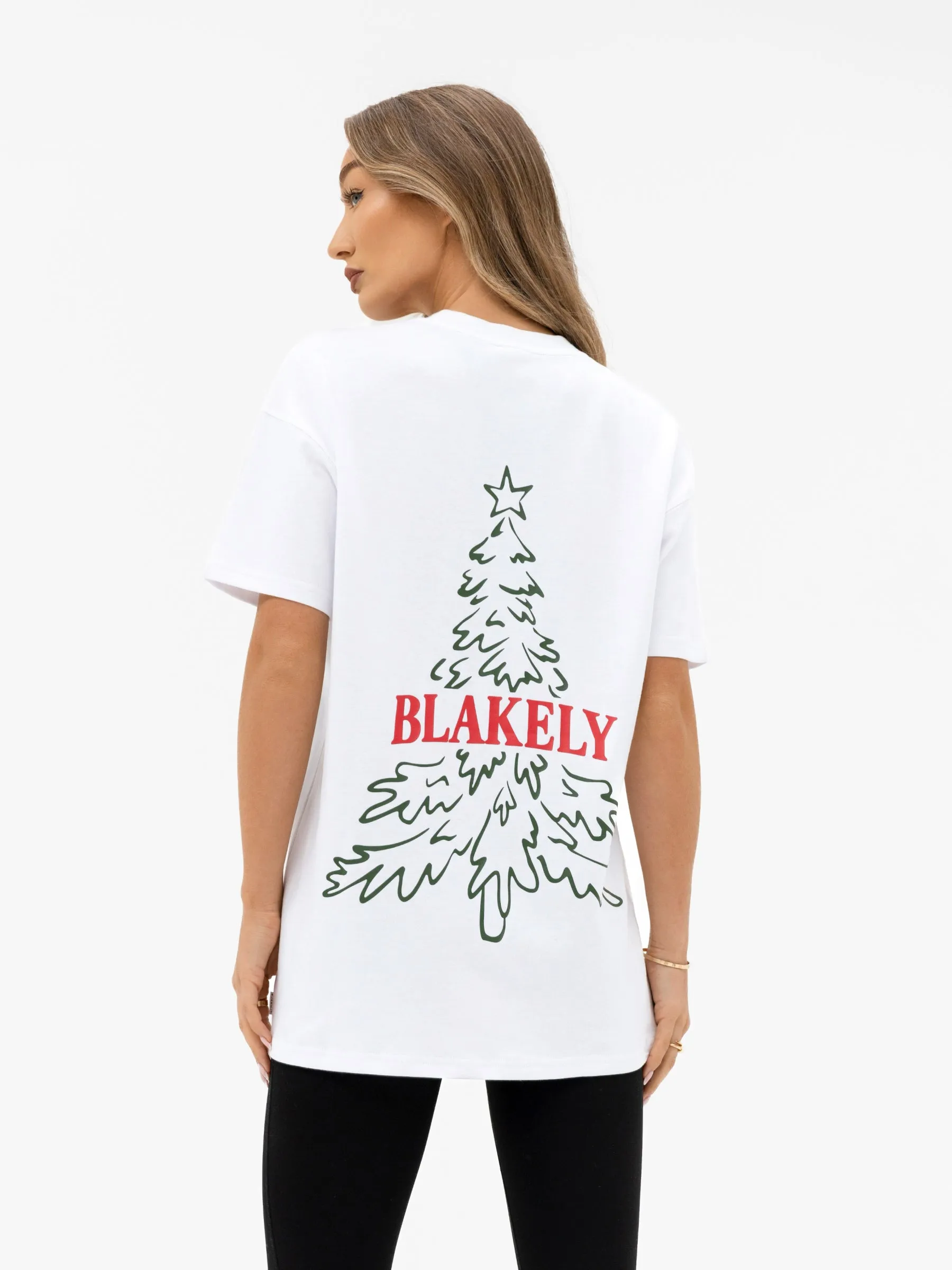Christmas Print Oversized T-Shirt - White sold by Blakely