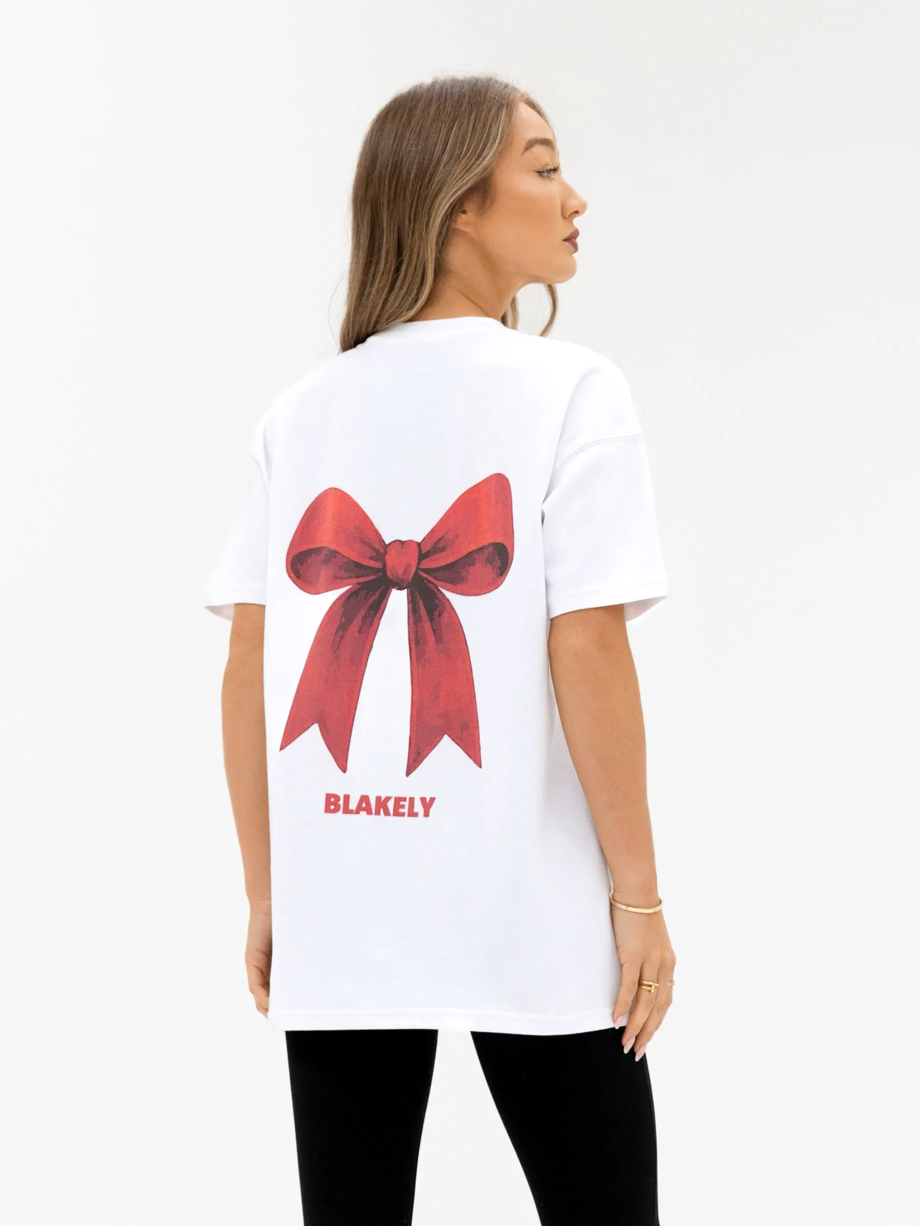 Bow Print Oversized T-Shirt - White sold by Blakely