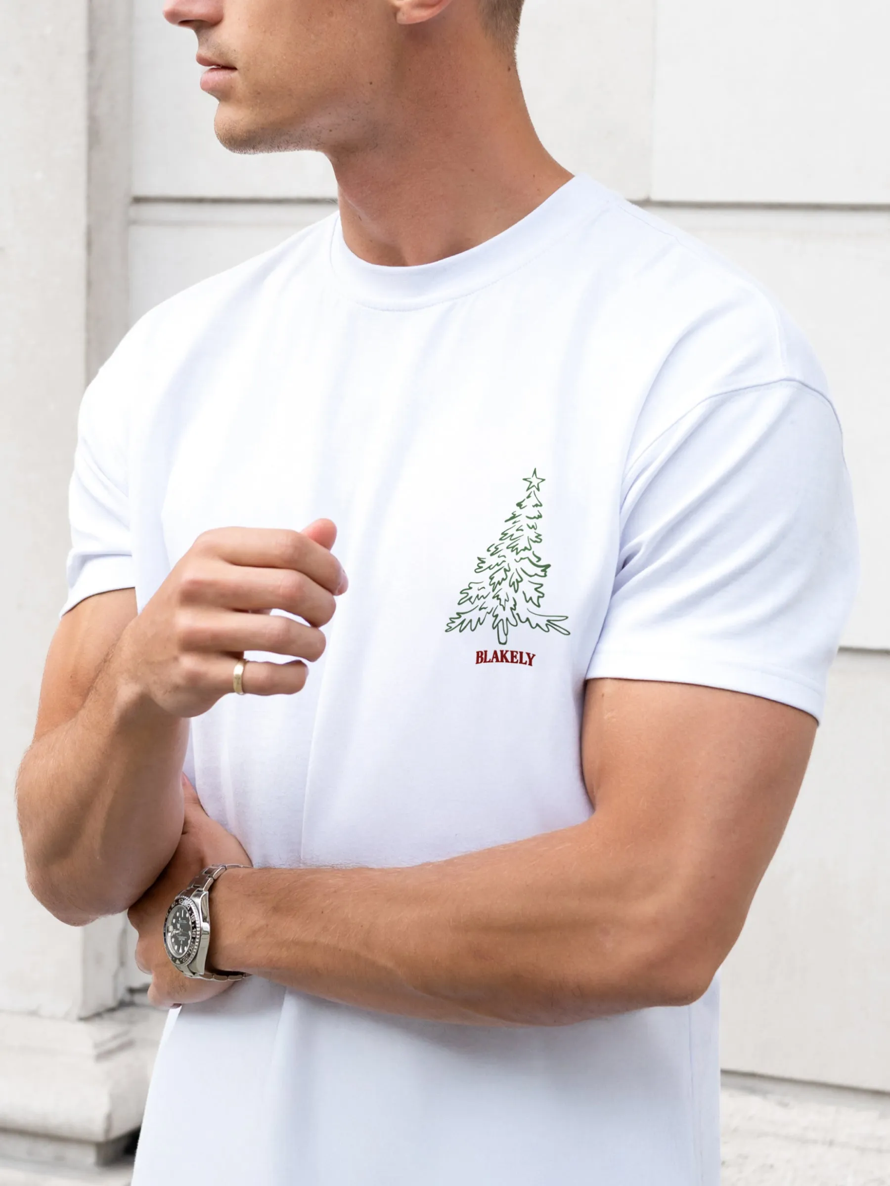 Christmas Print Relaxed T-Shirt - White sold by Blakely product image thumbnail 5