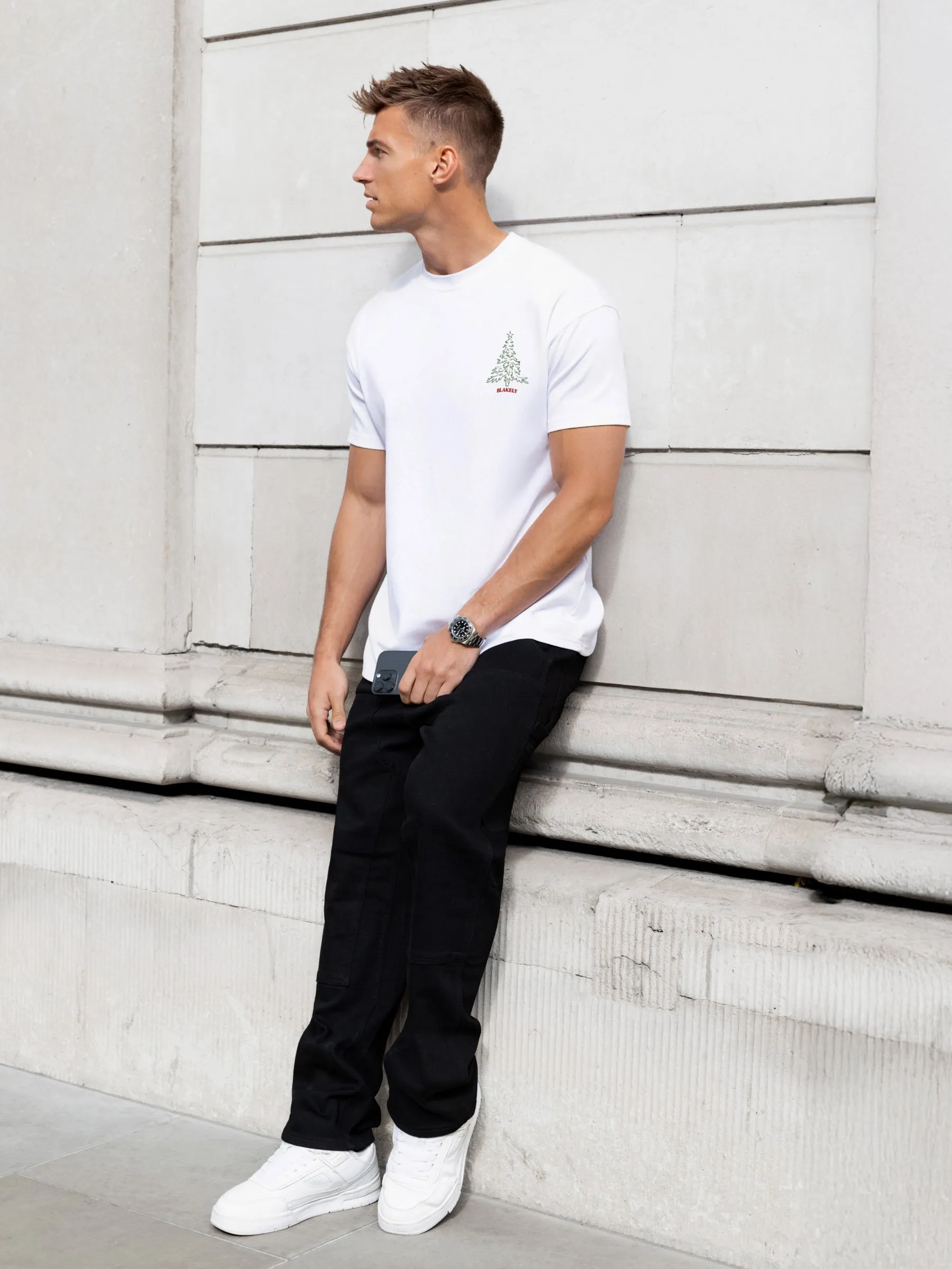 Christmas Print Relaxed T-Shirt - White sold by Blakely product image thumbnail 3