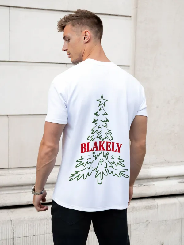 Christmas Print Relaxed T-Shirt - White sold by Blakely