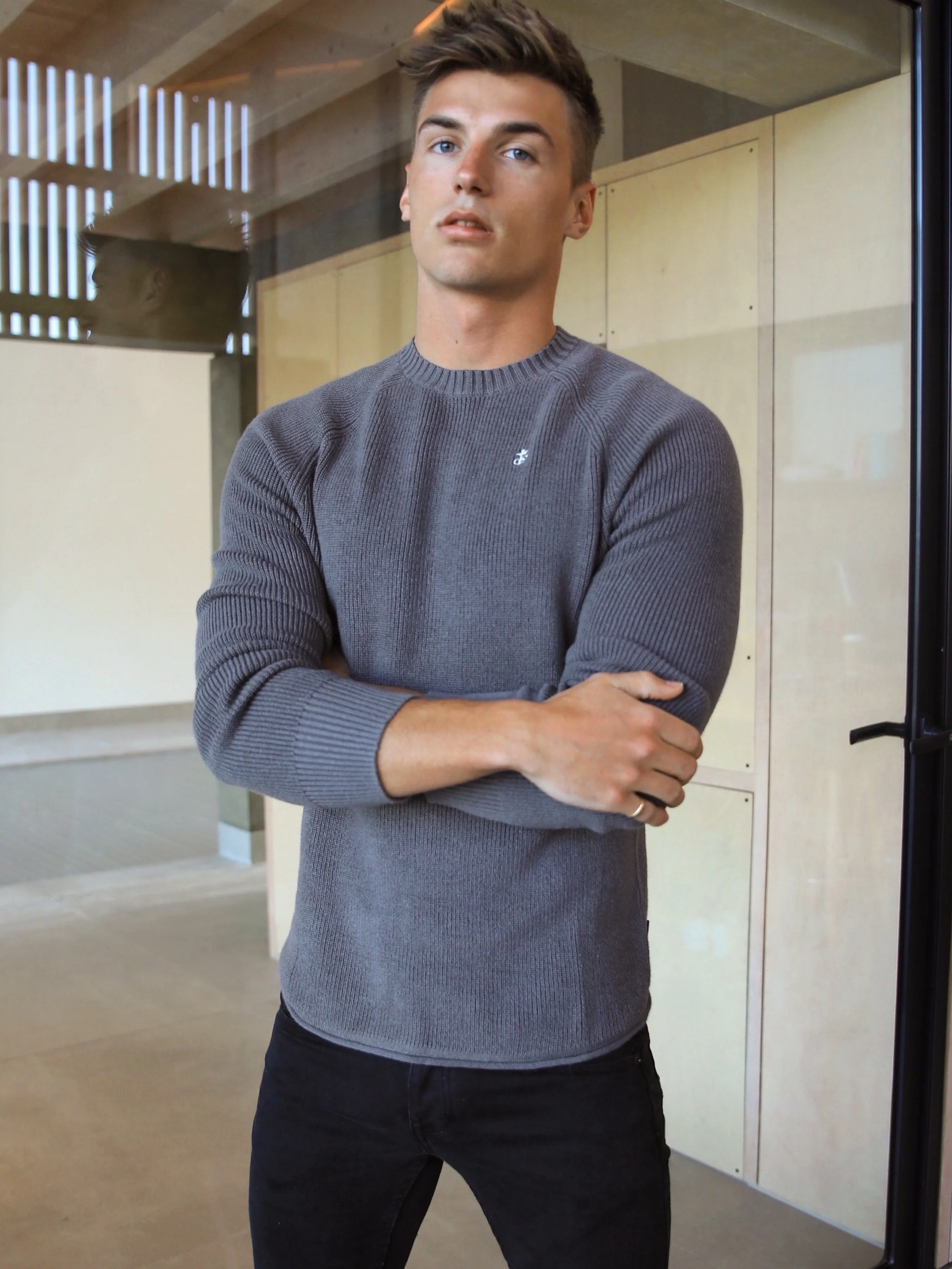 Olton Knit Jumper - Charcoal sold by Blakely