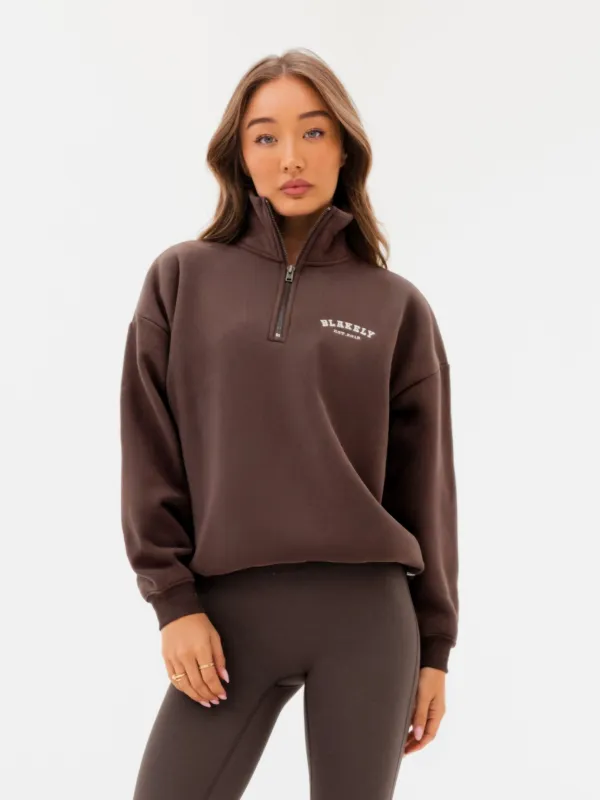Heritage 1/4 Zip Jumper - Dark Chocolate sold by Blakely