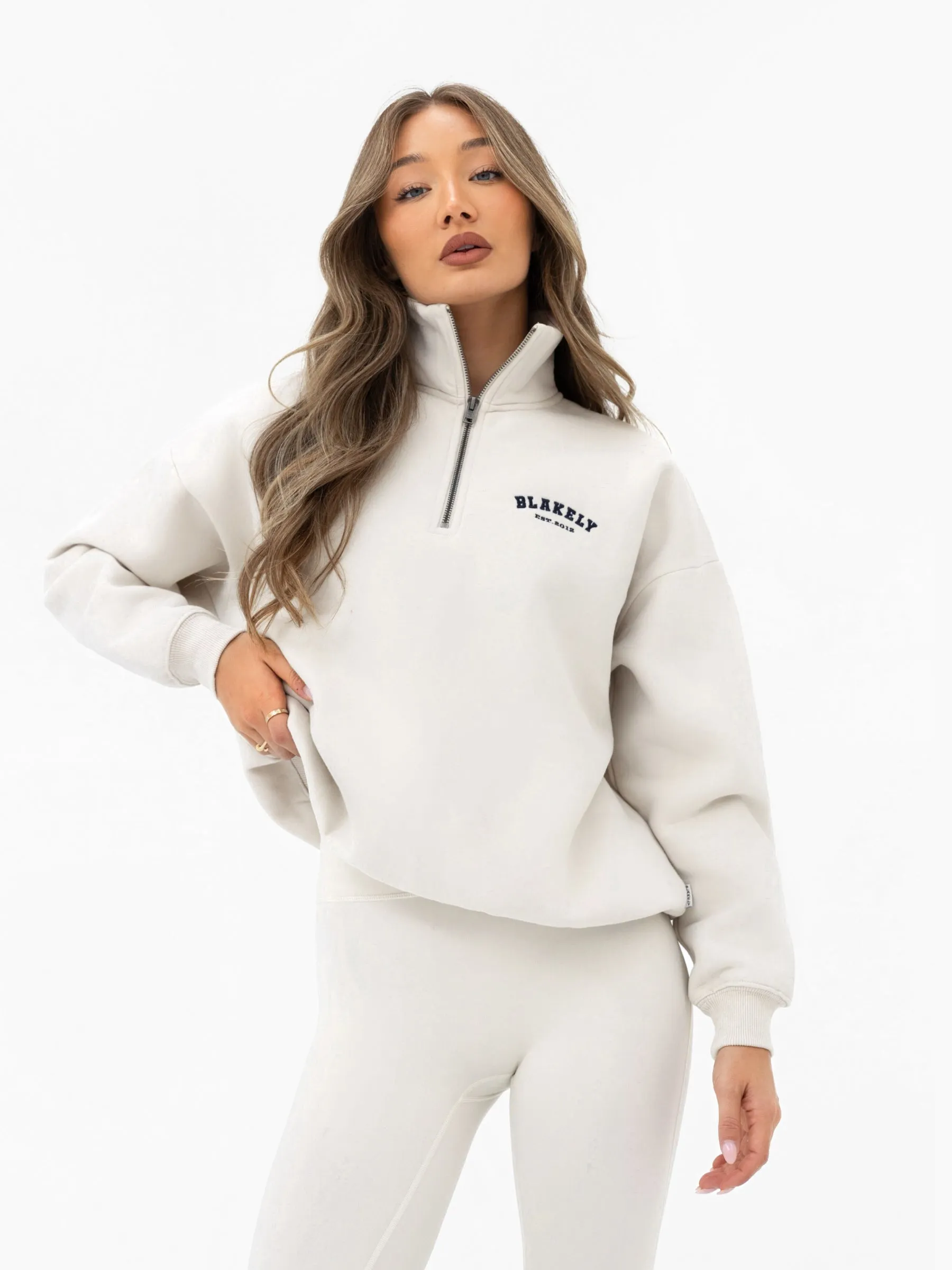 Heritage 1/4 Zip Jumper - Chalk sold by Blakely