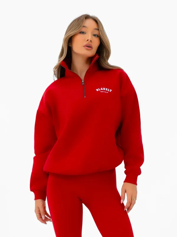 Heritage 1/4 Zip Jumper - Chilli Red sold by Blakely