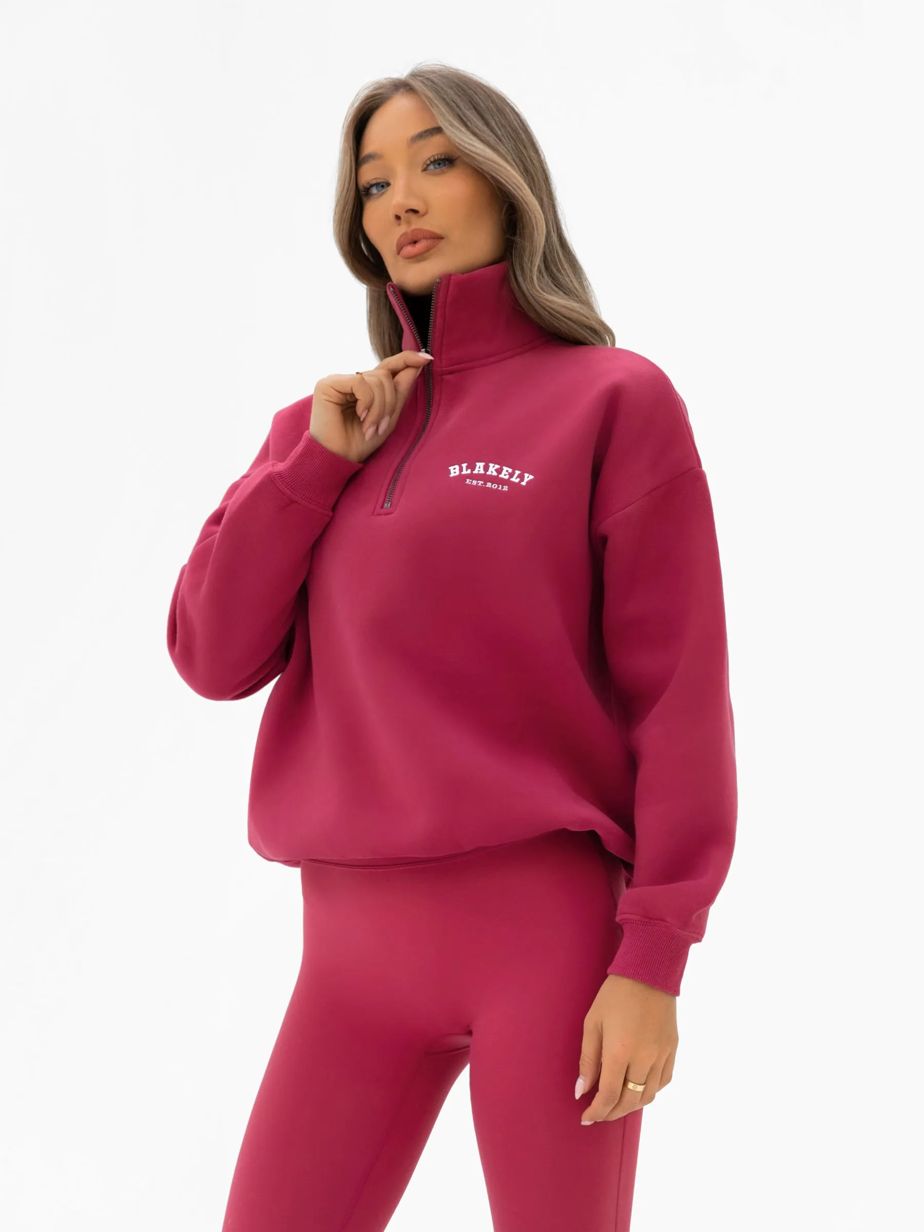 Heritage 1/4 Zip Jumper - Deep Pink sold by Blakely