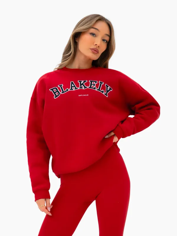 Varsity Oversized Jumper - Chilli Red sold by Blakely