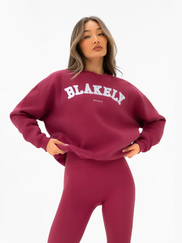 Varsity Oversized Jumper - Deep Pink sold by Blakely