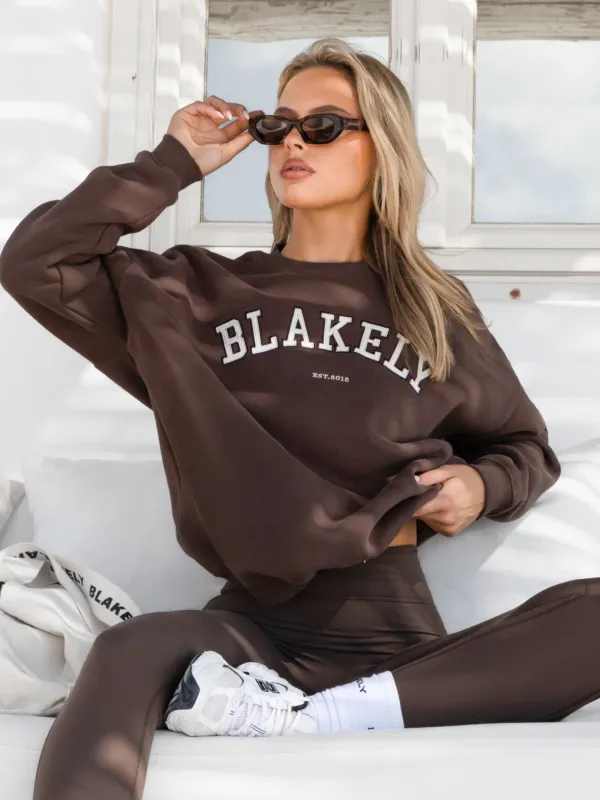 Varsity Oversized Jumper - Dark Chocolate sold by Blakely
