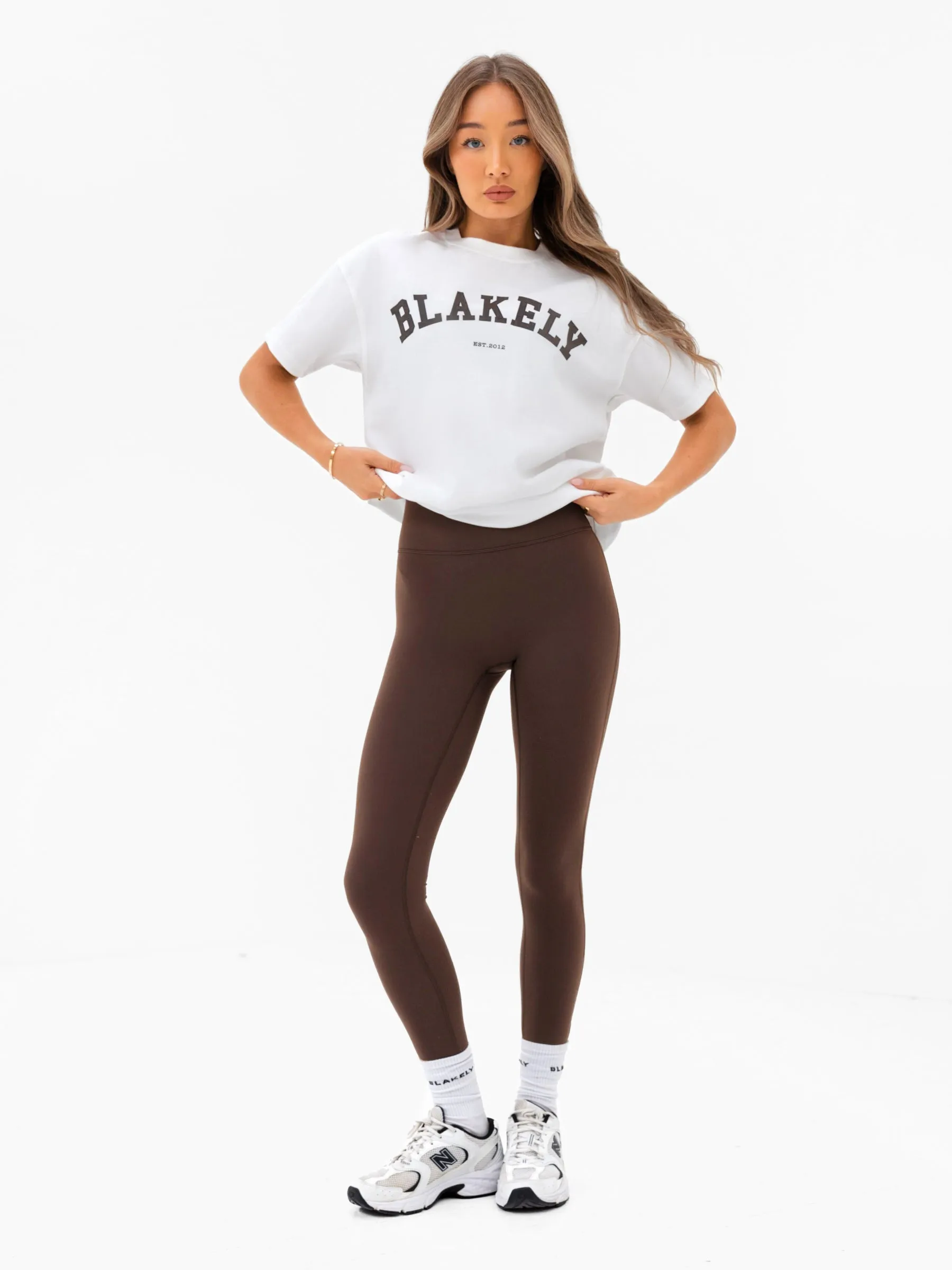 Varsity Oversized T-Shirt - White & Dark Chocolate sold by Blakely product image thumbnail 2