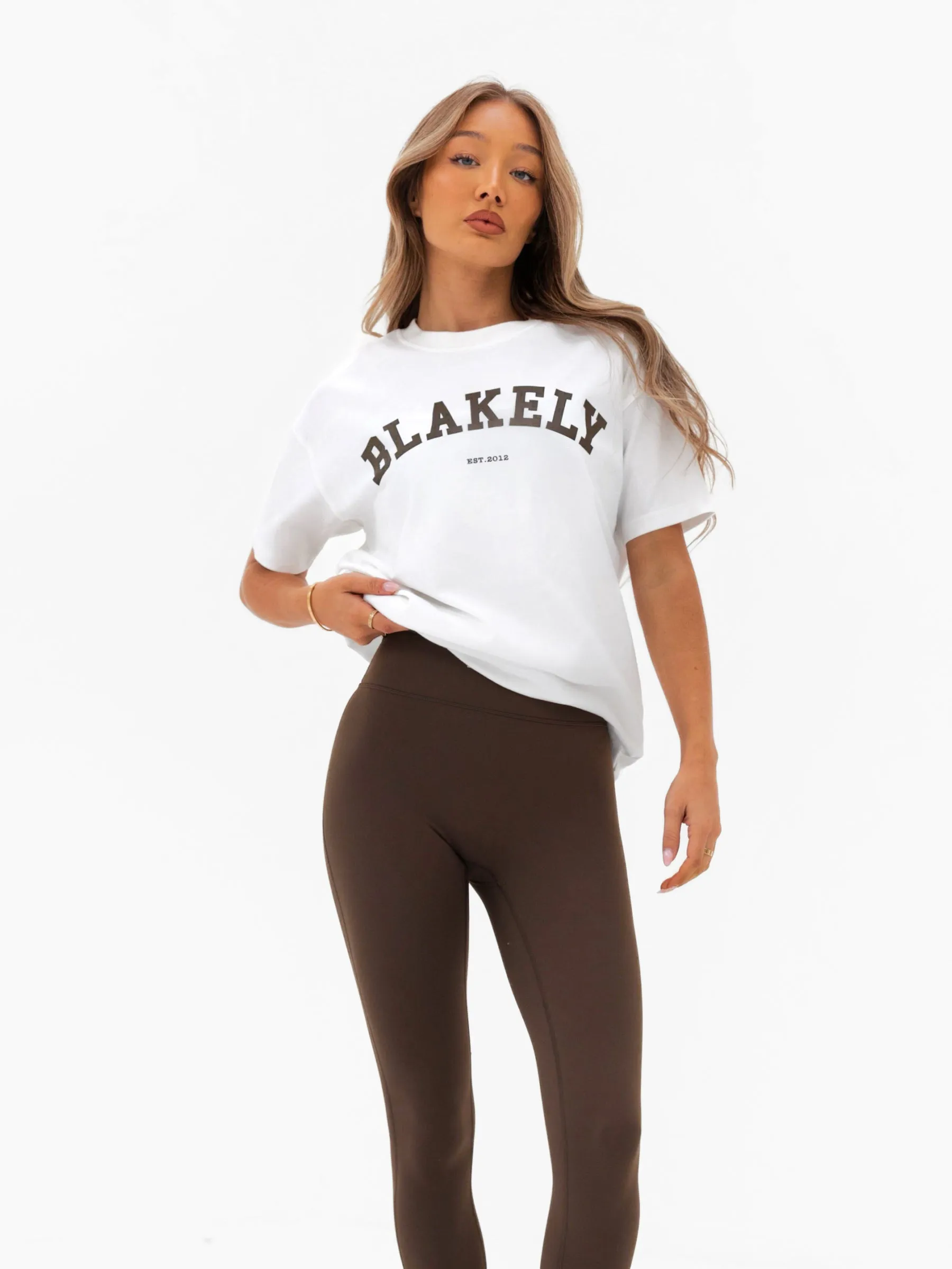 Varsity Oversized T-Shirt - White & Dark Chocolate sold by Blakely product image thumbnail 4