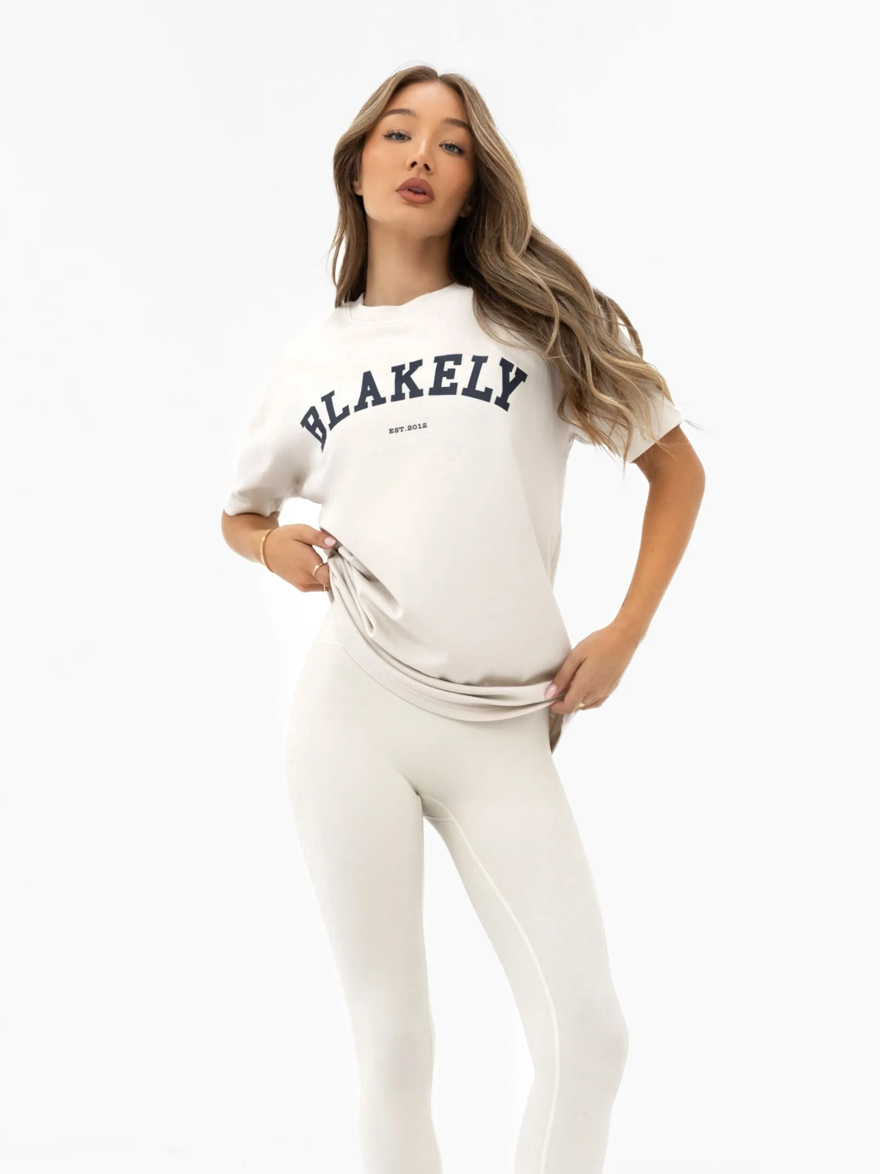 Varsity Oversized T-Shirt - Chalk & True Navy sold by Blakely product image thumbnail 4