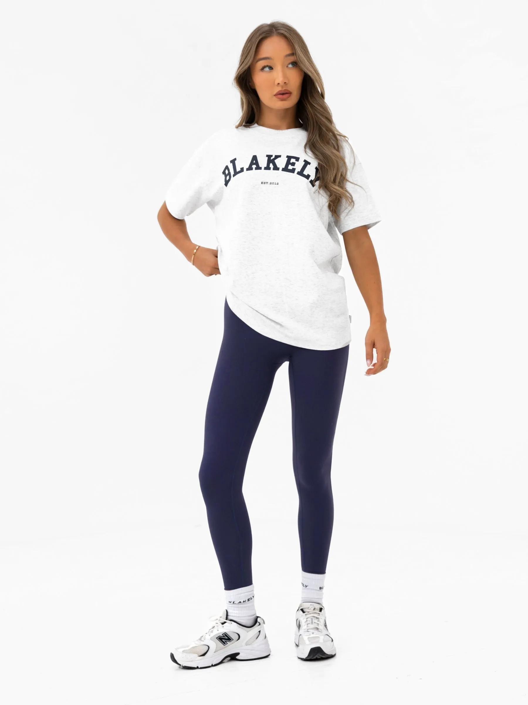 Varsity Oversized T-Shirt - Marl White & True Navy sold by Blakely product image thumbnail 5