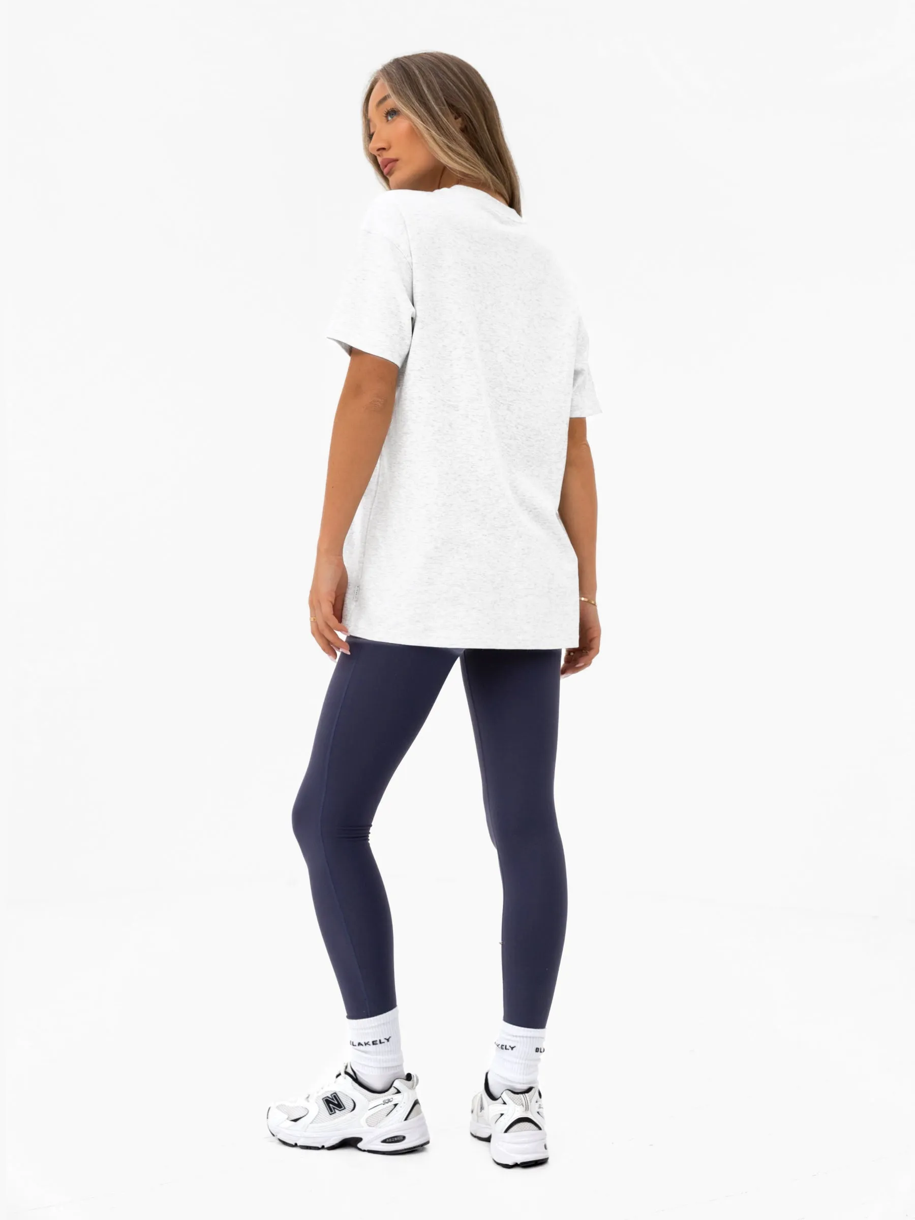 Varsity Oversized T-Shirt - Marl White & True Navy sold by Blakely product image thumbnail 3