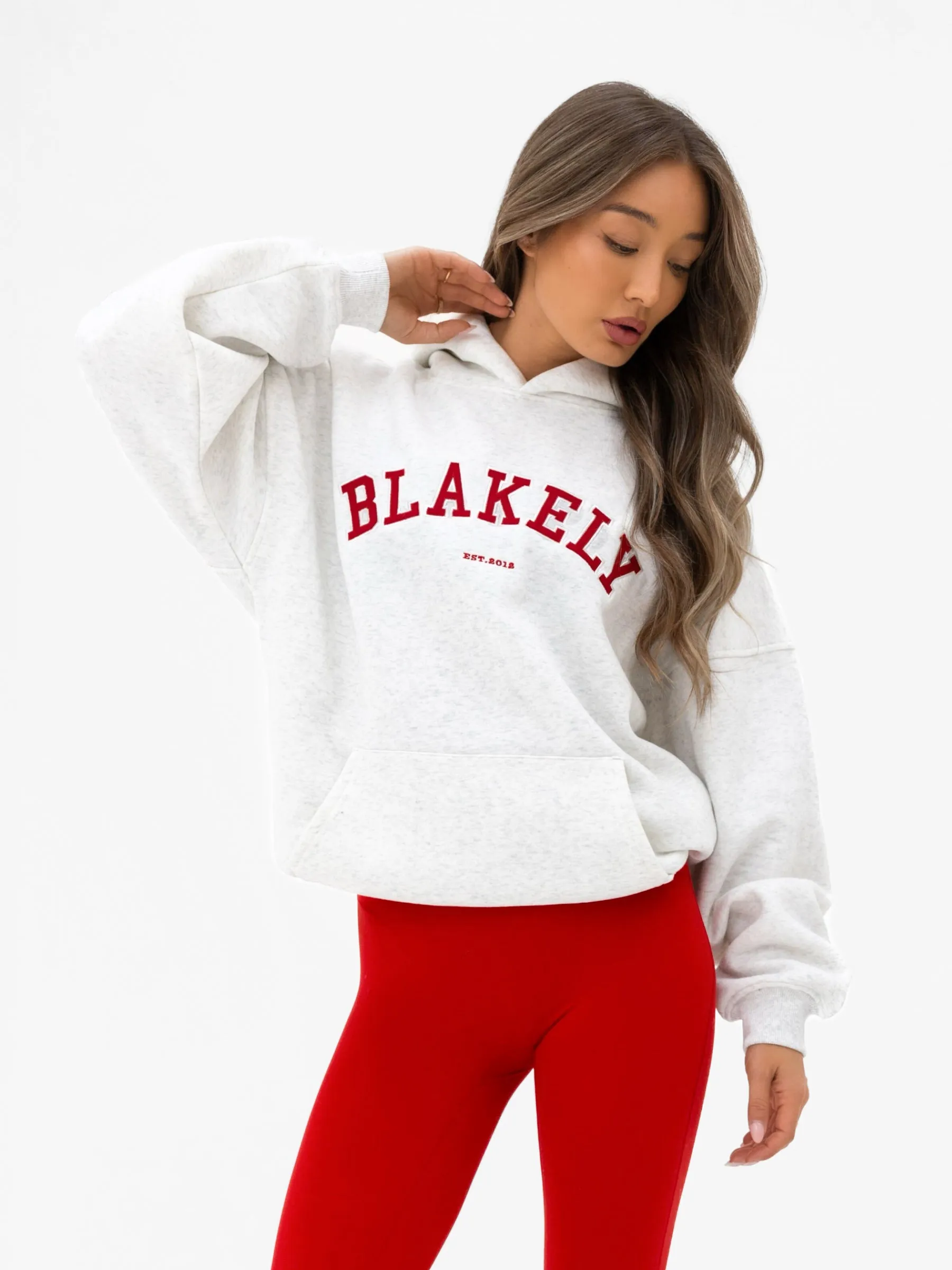 Varsity Oversized Hoodie - Marl White & Chilli Red sold by Blakely product image thumbnail 5