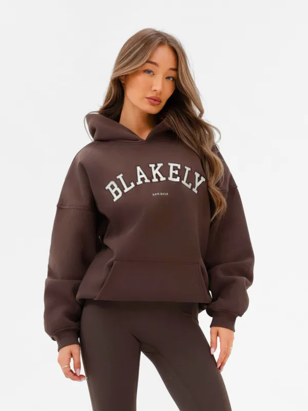Varsity Oversized Hoodie - Dark Chocolate sold by Blakely