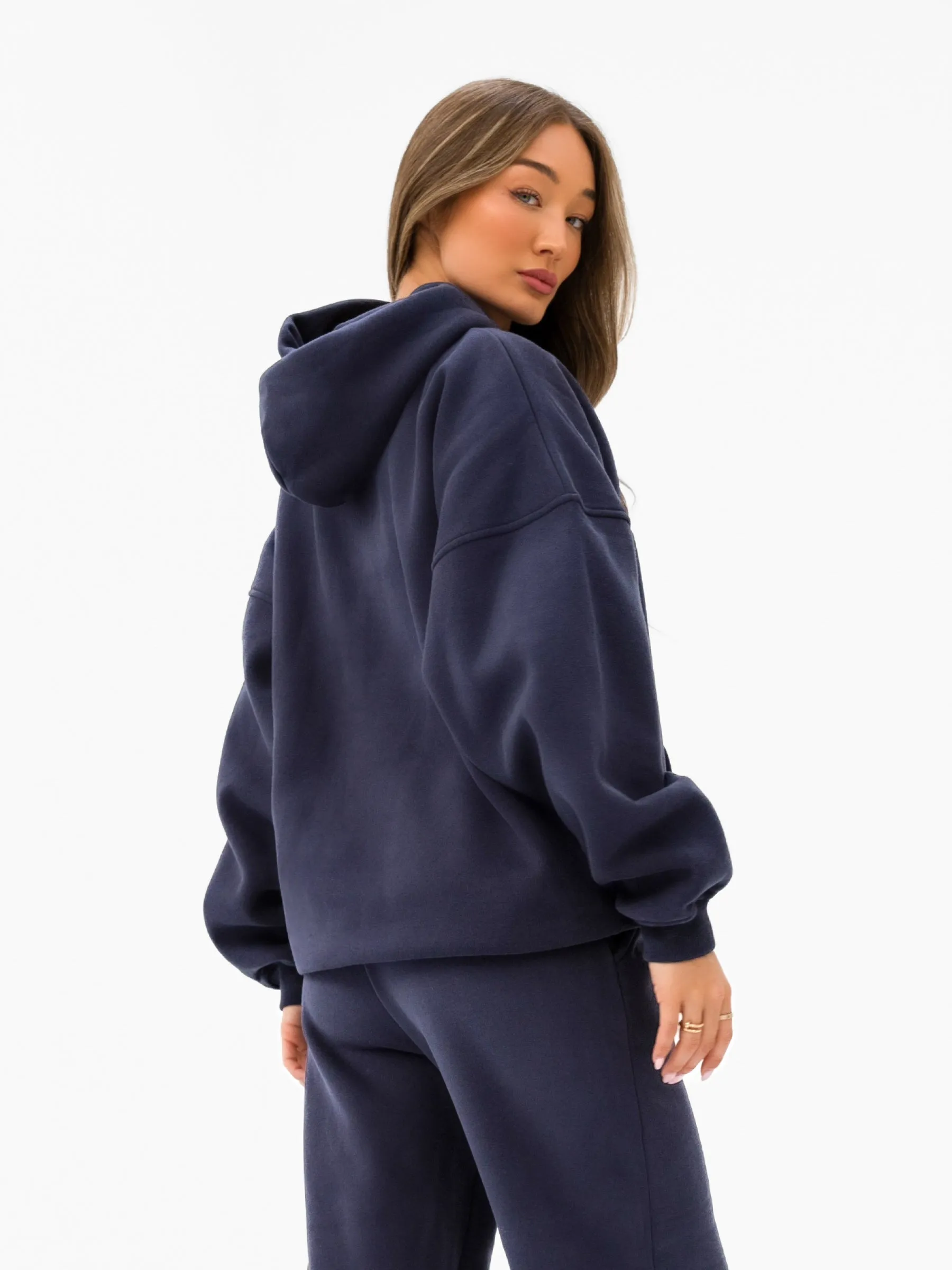 Varsity Oversized Hoodie - True Navy & Vintage Pink sold by Blakely product image thumbnail 5
