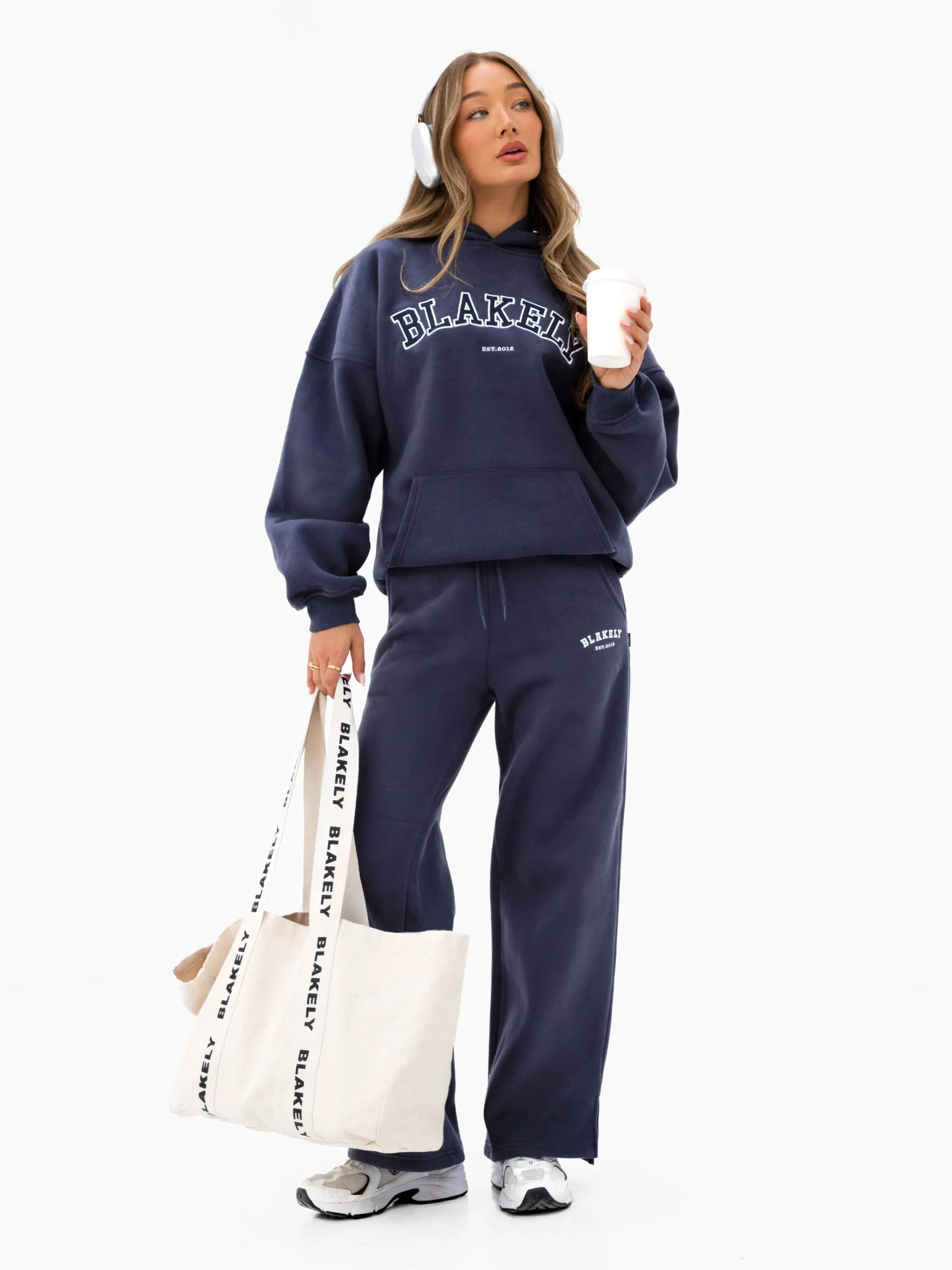 Varsity Oversized Hoodie - True Navy & Vintage Pink sold by Blakely product image thumbnail 2