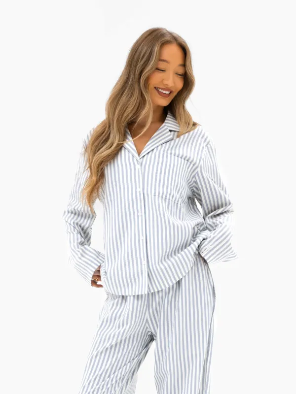 Suki Stripe Shirt - Light Grey Stripe sold by Blakely