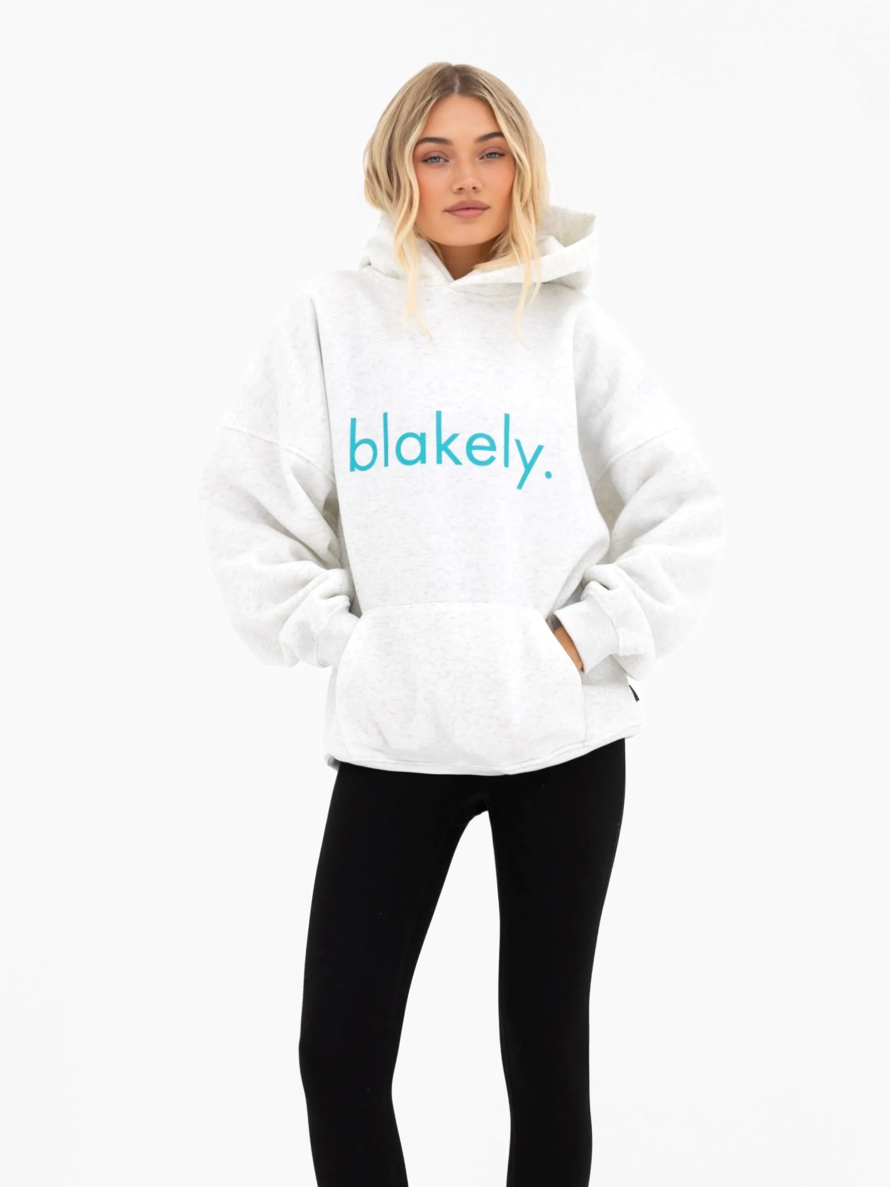 Lila Oversized Hoodie - Marl White & Aqua sold by Blakely product image thumbnail 4