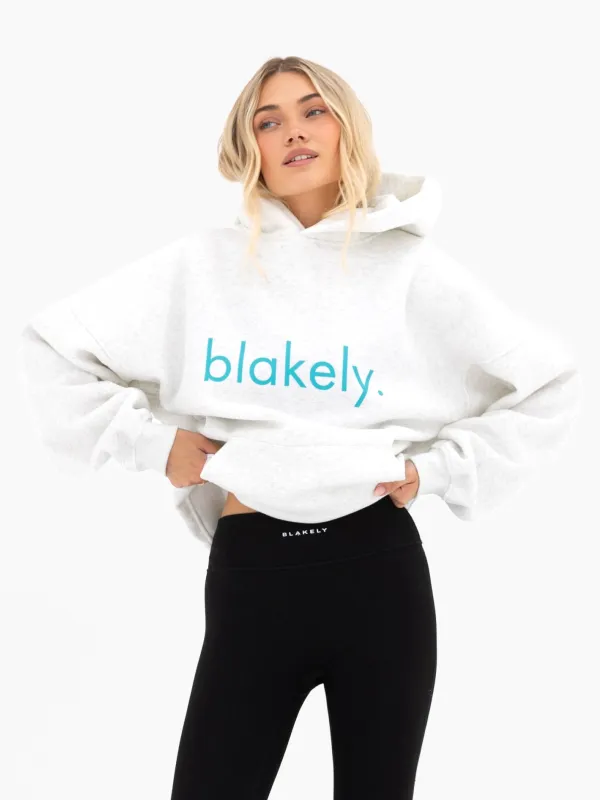 Lila Oversized Hoodie - Marl White & Aqua sold by Blakely