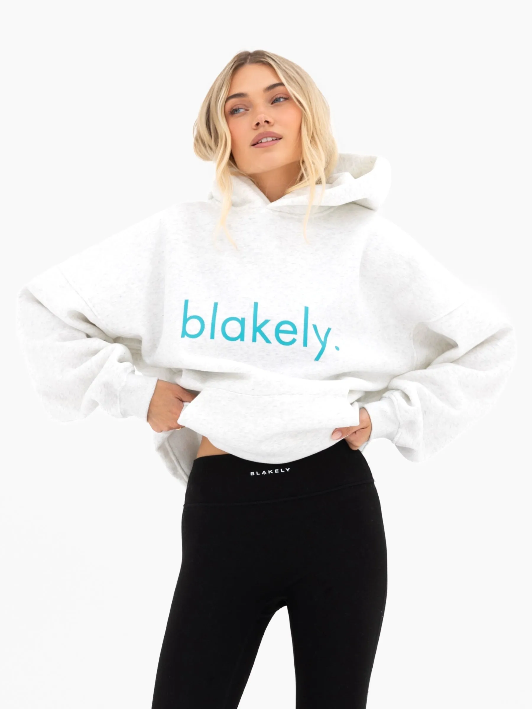 Lila Oversized Hoodie - Marl White & Aqua sold by Blakely