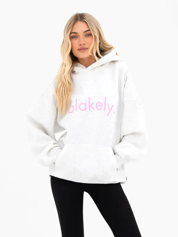 Lila Oversized Hoodie - Marl White & Pastel Pink sold by Blakely