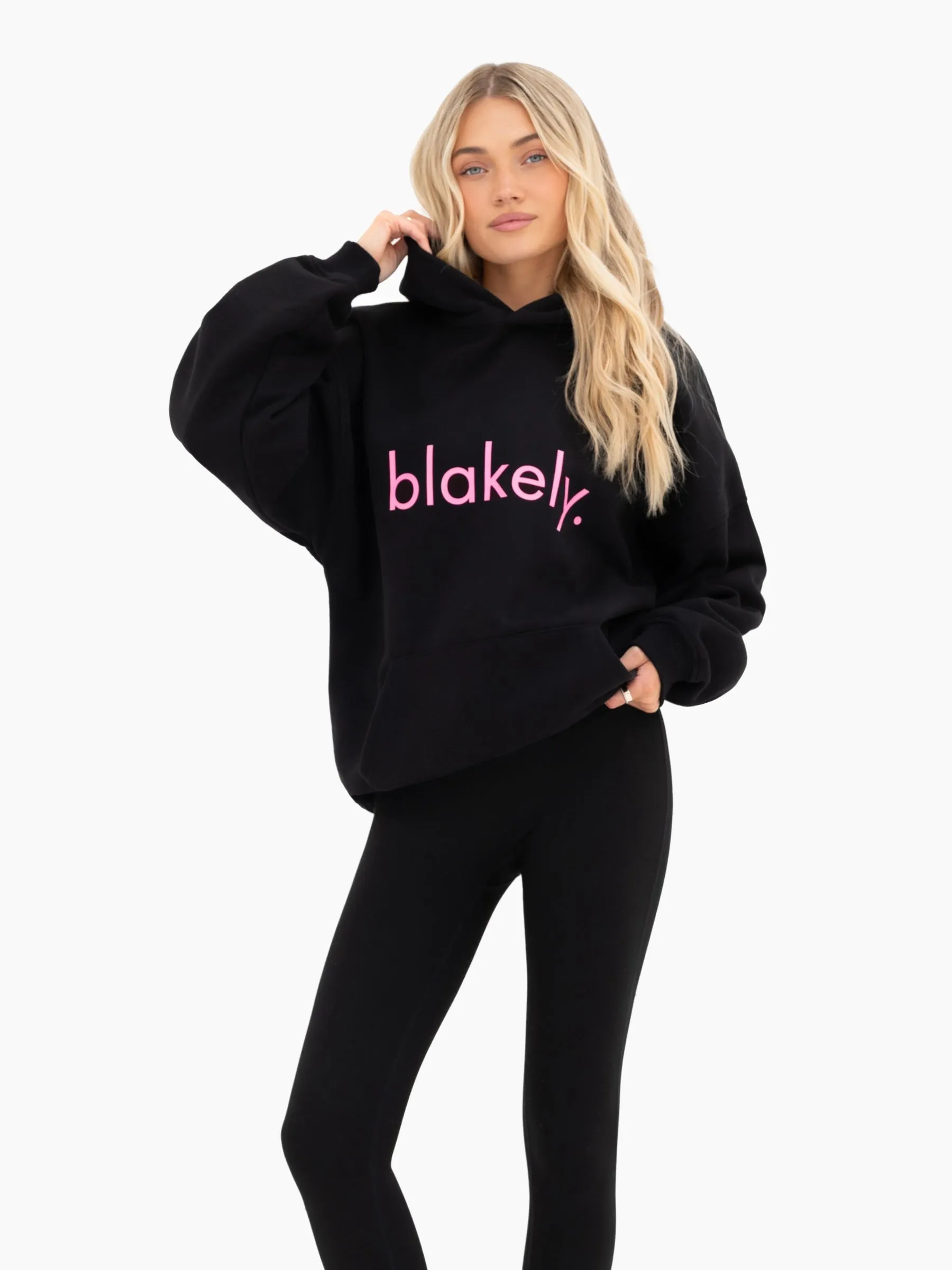 Lila Oversized Hoodie - Black & Pastel Pink sold by Blakely product image thumbnail 4