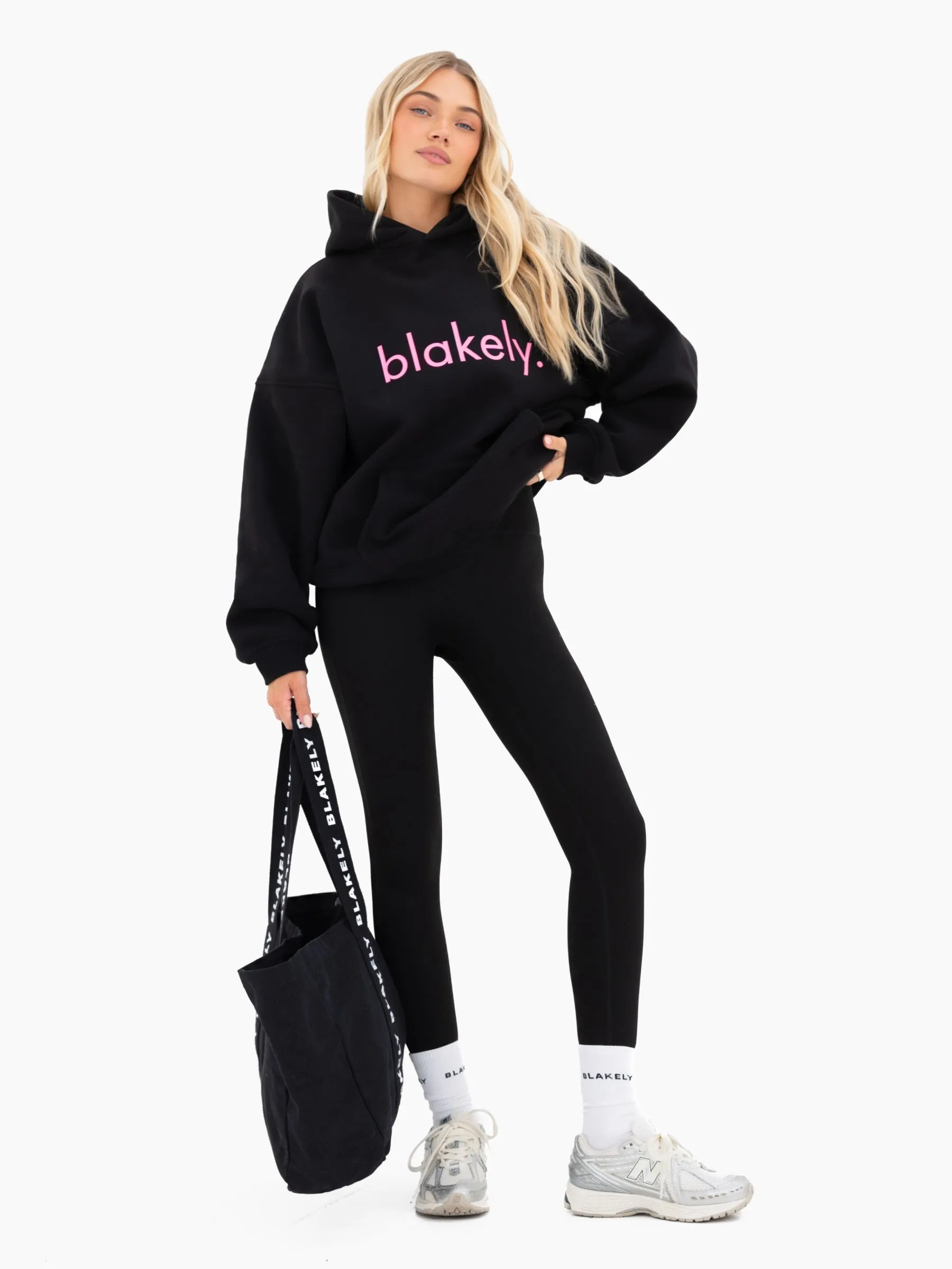 Lila Oversized Hoodie - Black & Pastel Pink sold by Blakely product image thumbnail 2